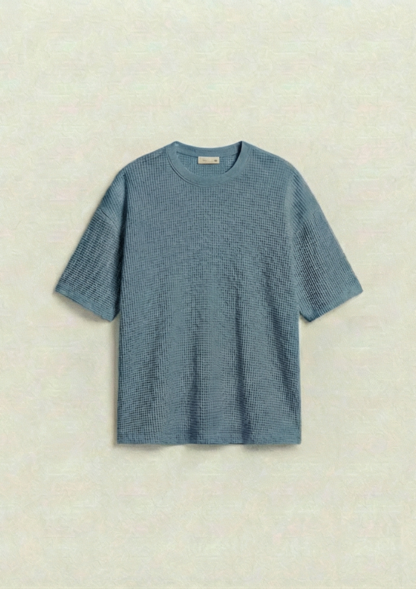 Pack of 2 – Waffle Knit Oversized Tees - (White – Steel Blue)