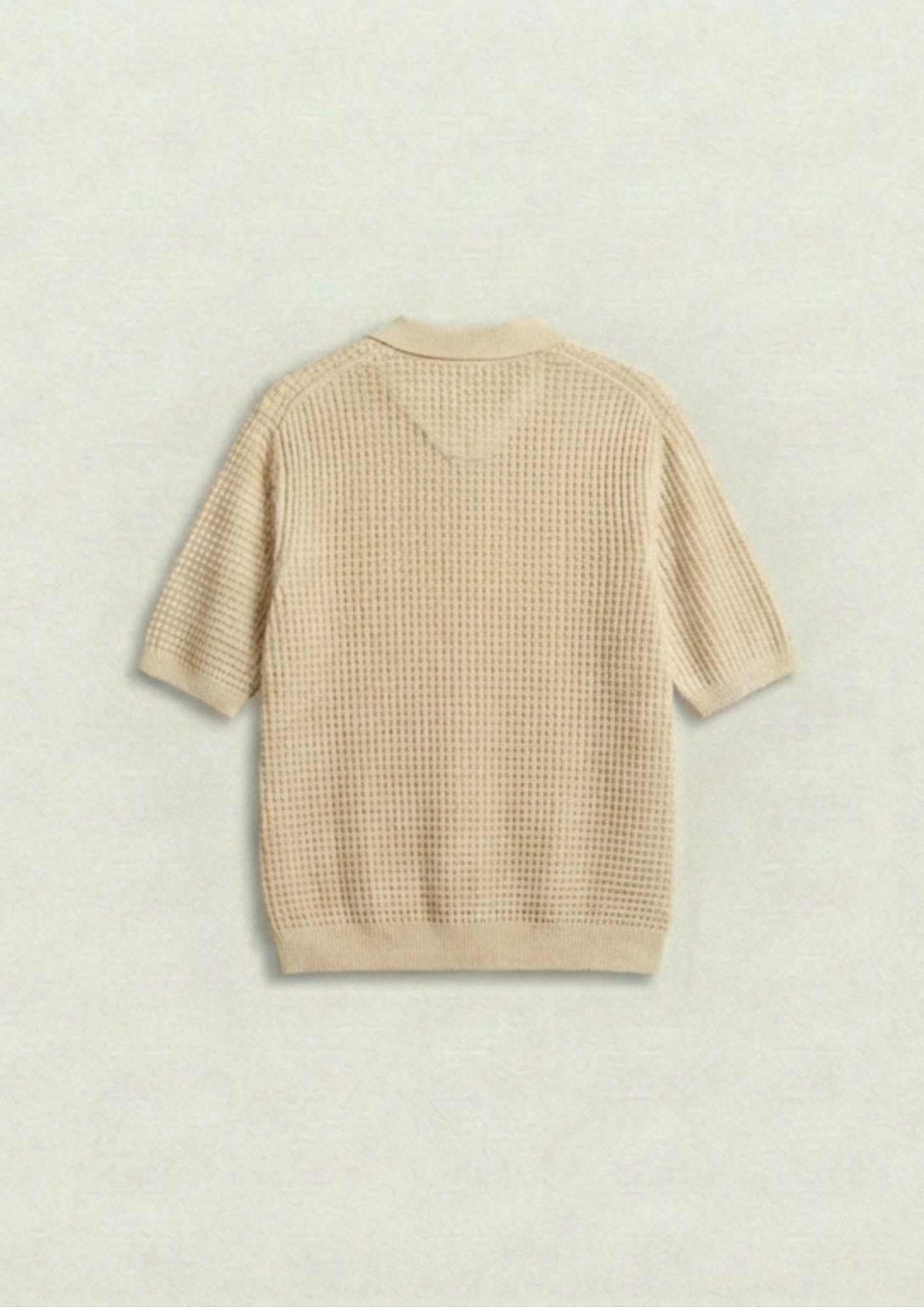 2 Piece Waffle Knit Polo T-Shirt (Cream – Midnight Plum)