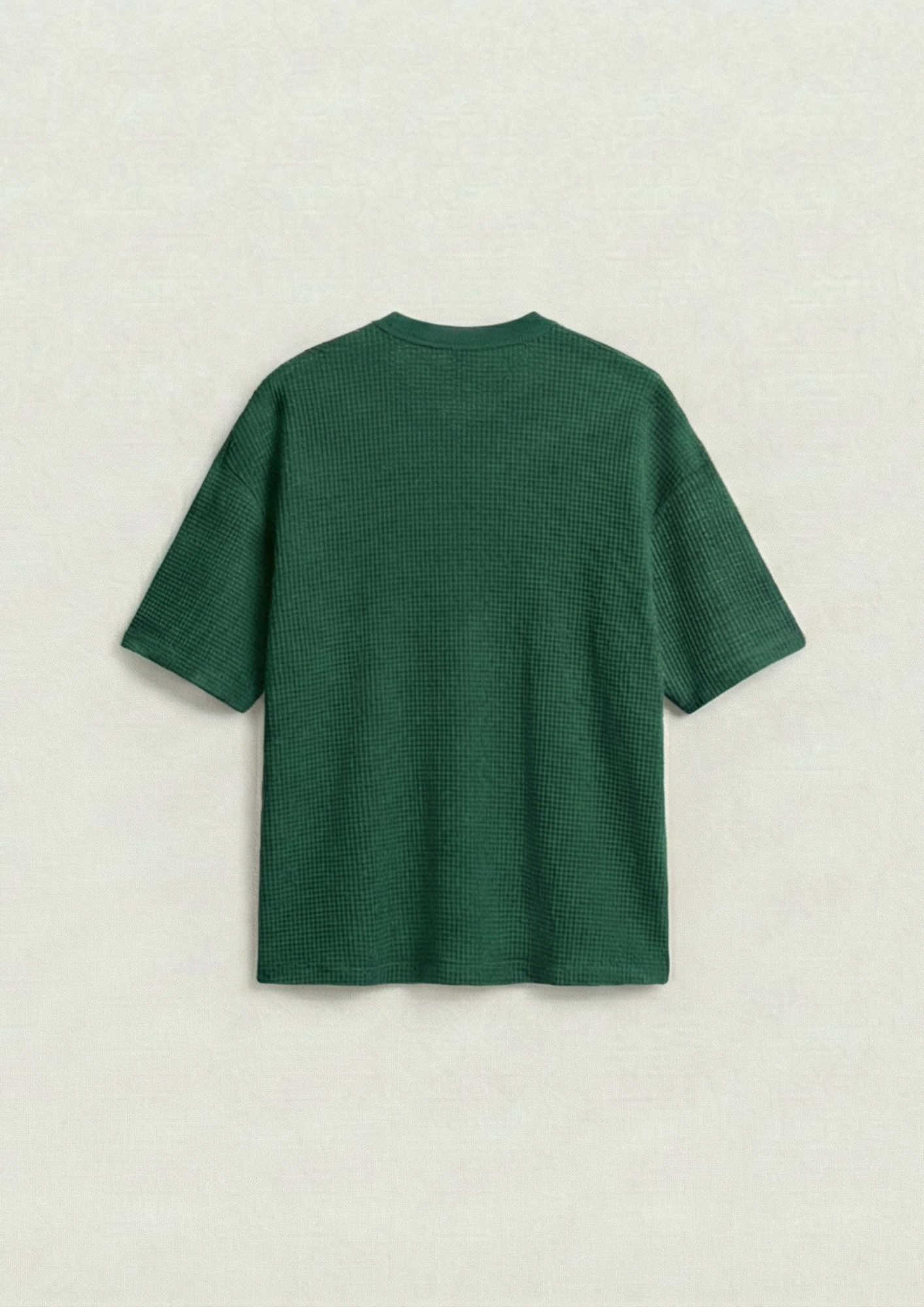 Waffle Knit Oversized Tees - Bottle Green