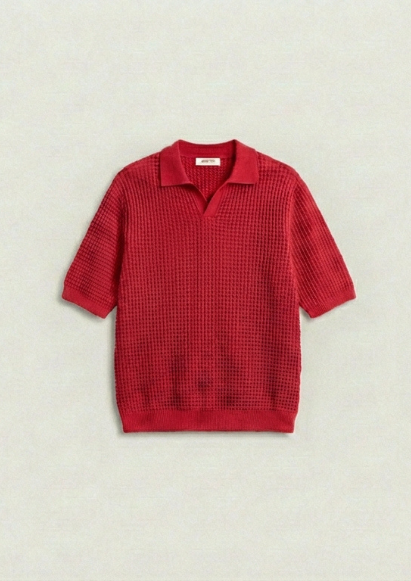 2 Piece Waffle Knit Polo T-Shirt (Dodger Blue – Red)