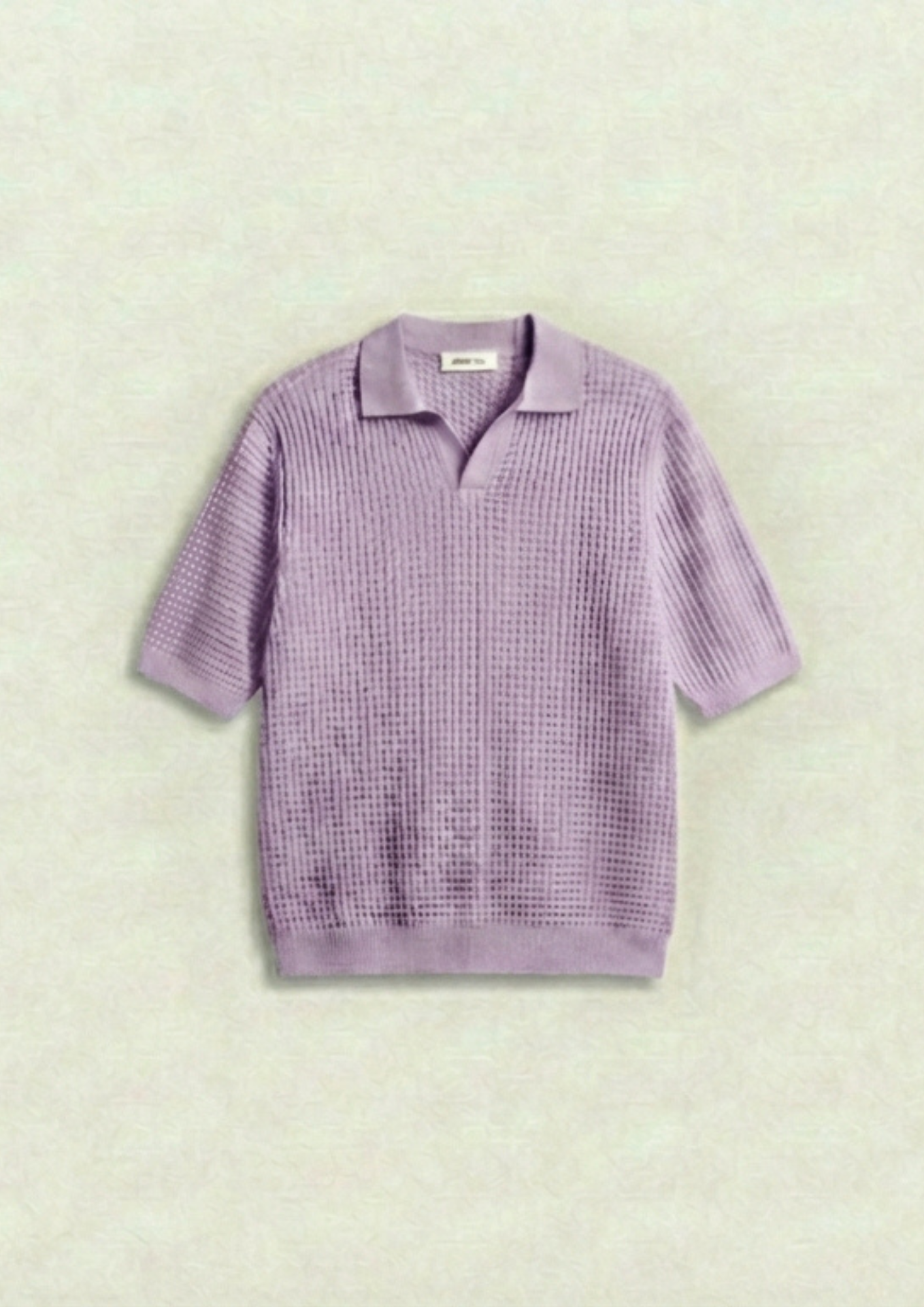 2 Piece Waffle Knit Polo T-Shirt (Lilac – Red)