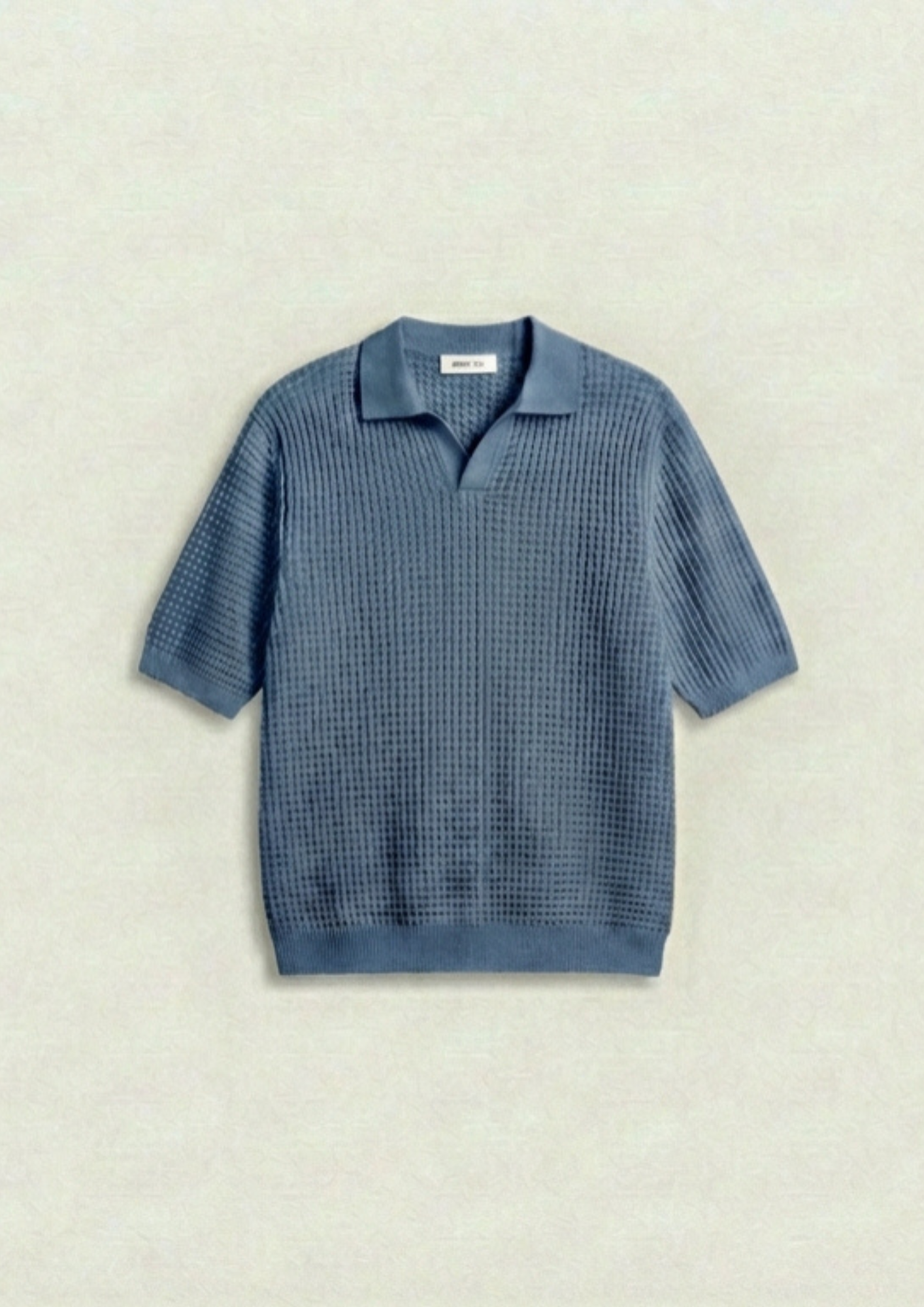 2 Piece Waffle Knit Polo T-Shirt (Steel Blue – Desert Sand)