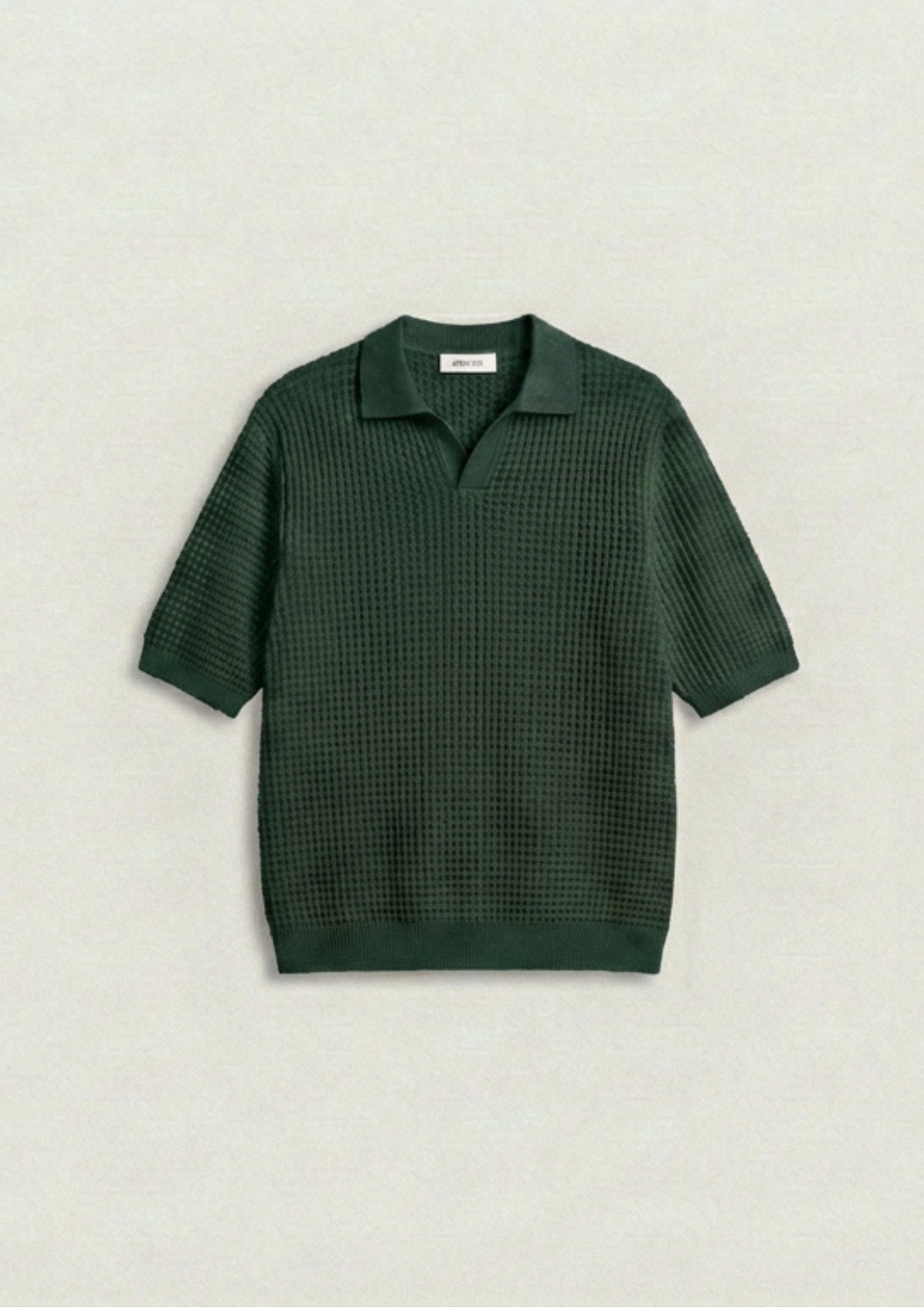 2 Piece Waffle Knit Polo T-Shirt (Black – Bottle Green)