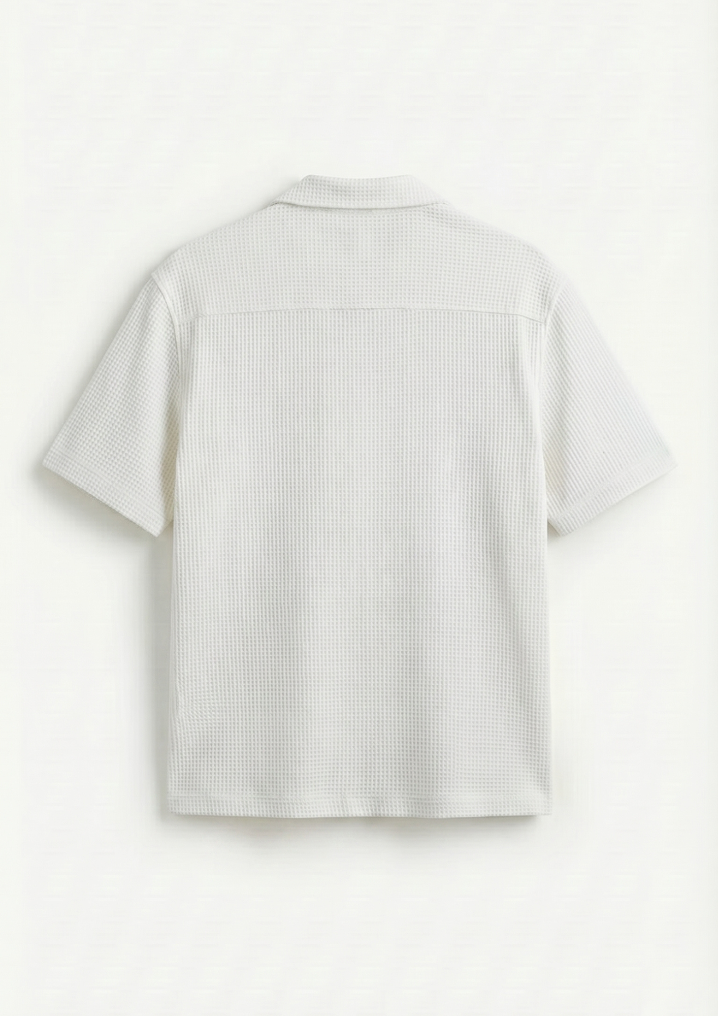 Waffle Knit Cuben Collar Shirt - White