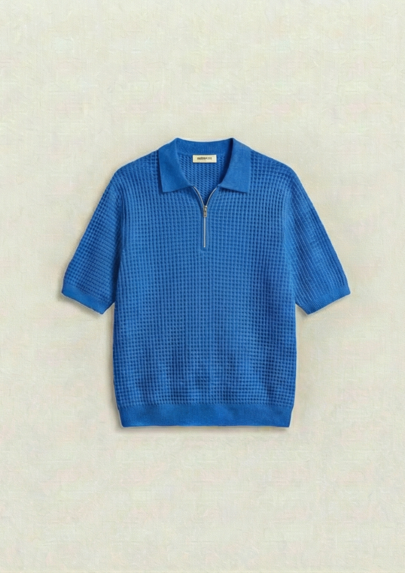 Pack of 2 – Waffle Knit Zipper Polo - (Dodger Blue – Brown)