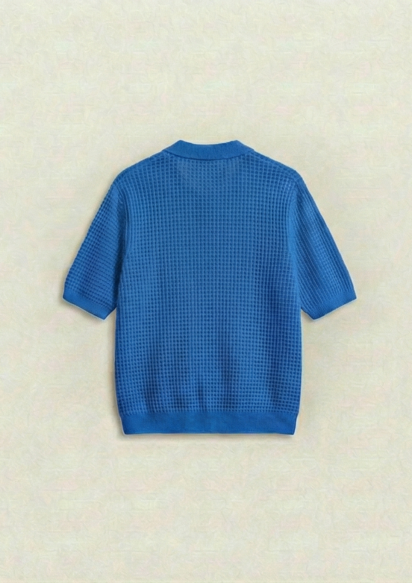 Waffle Knit Zipper Polo T-Shirt - Dodger Blue