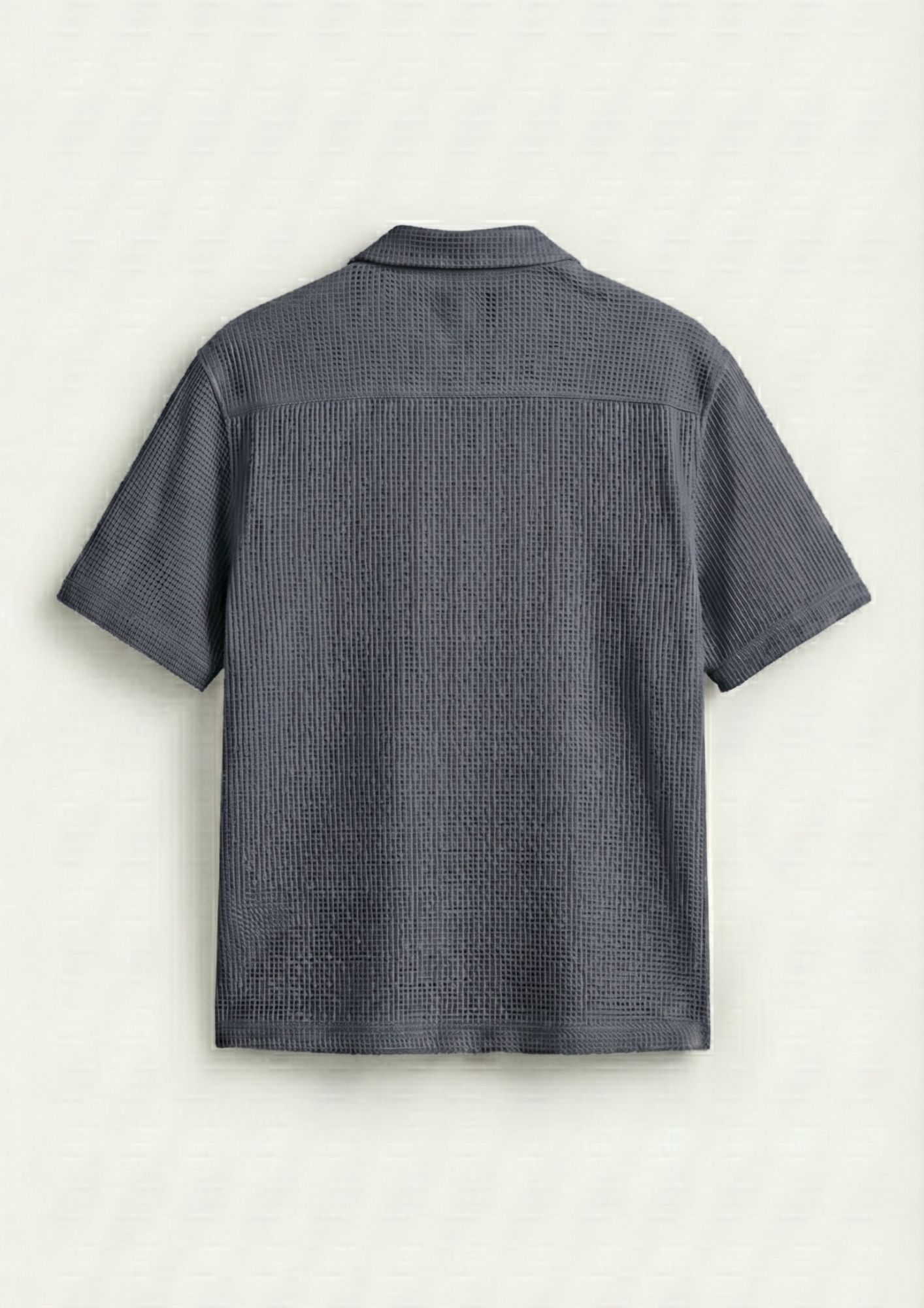 Pack Of 2 Waffle Knit Cuben Collar Shirt -(Brown – Charcoal)