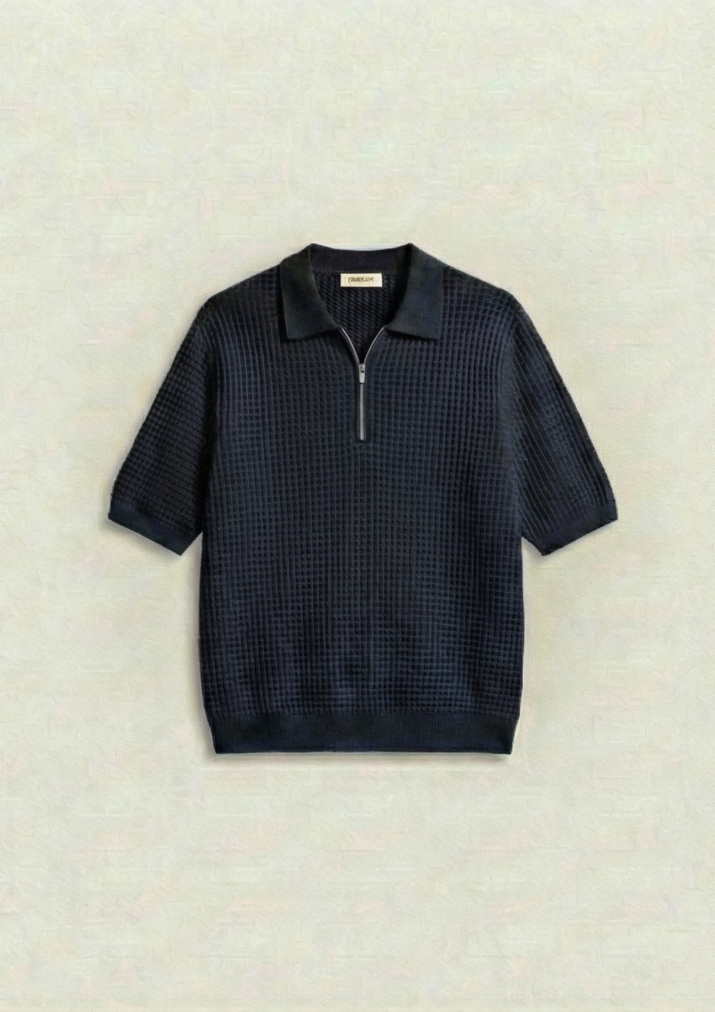 Pack of 2 – Waffle Knit Zipper Polo - (Black – Maroon)