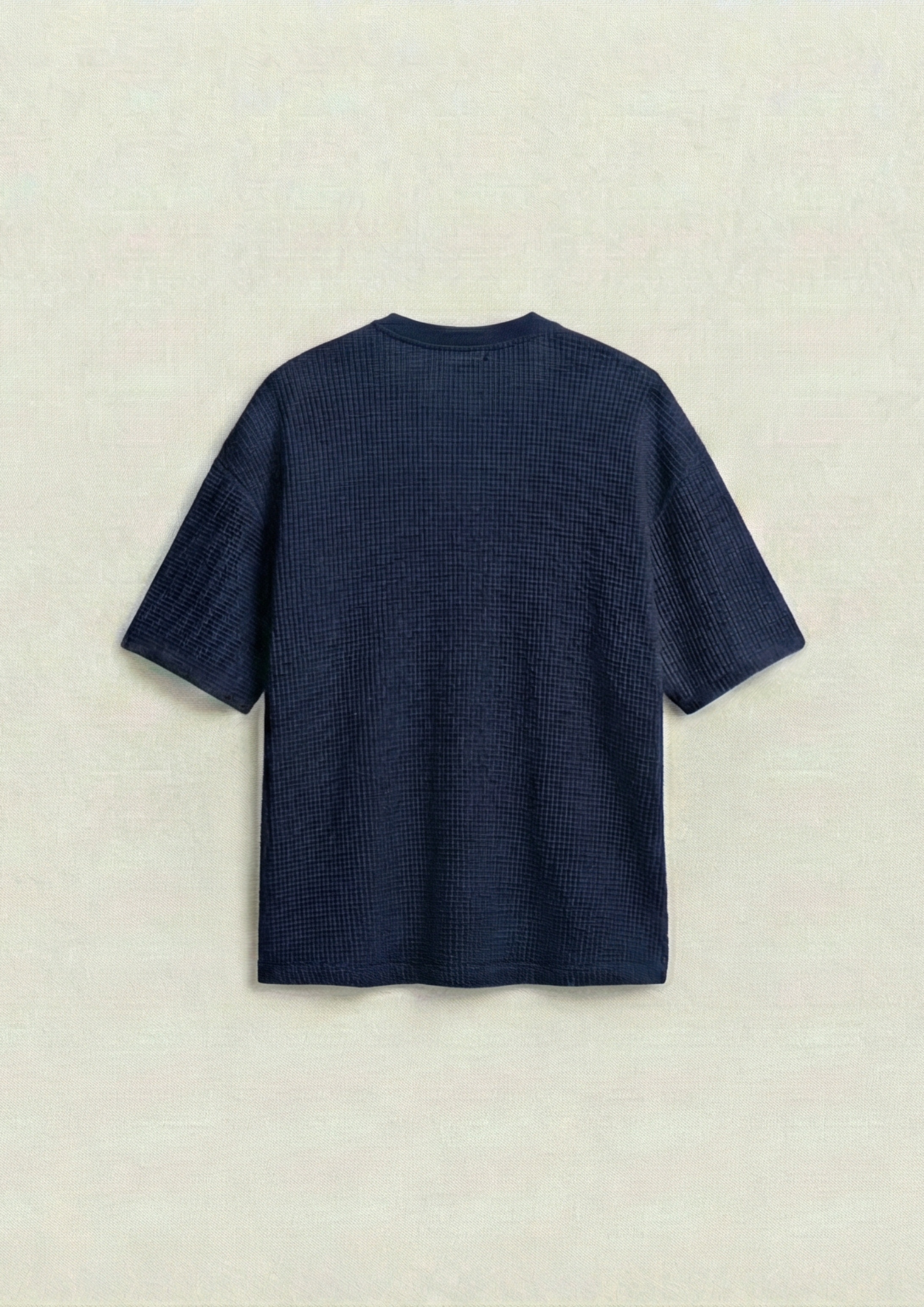 Waffle Knit Oversized Tees - Navy Blue