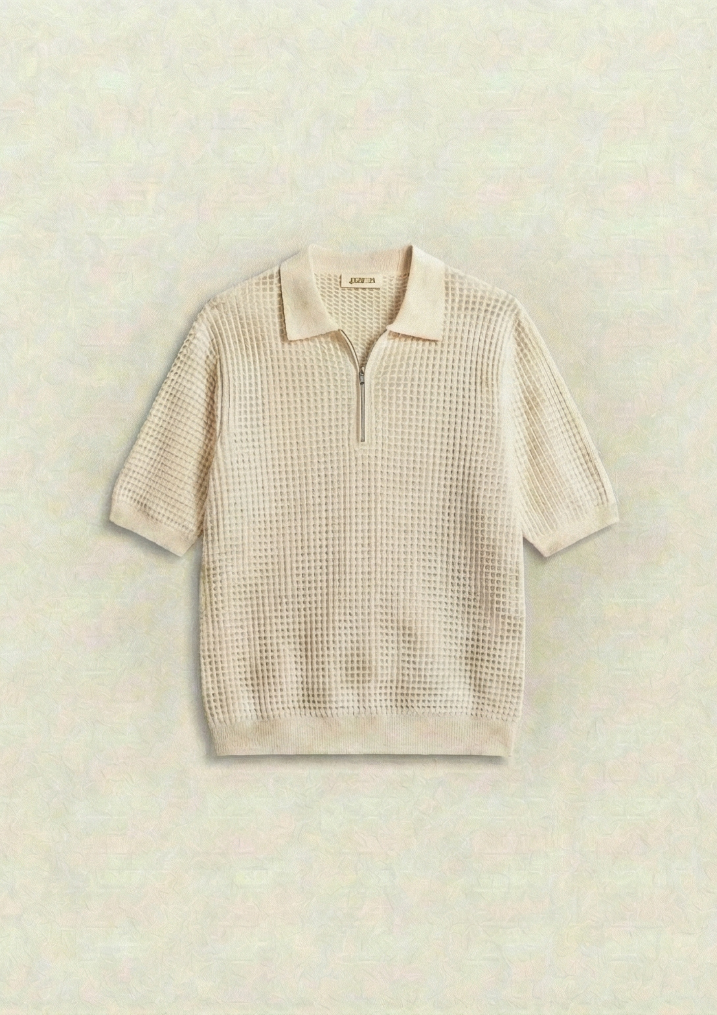 Pack of 2 – Waffle Knit Zipper Polo - (Dodger Blue – Cream)