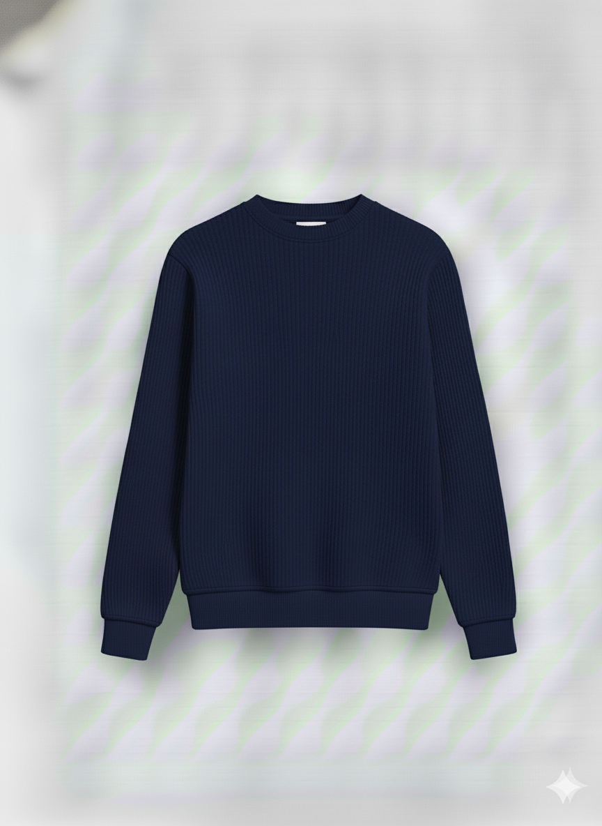 2 Pieces Waffle Knit Tees ( Navy + Sky Blue )