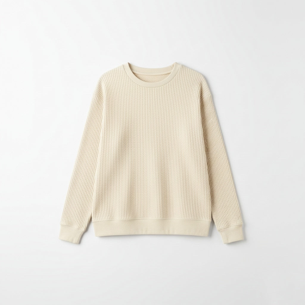 2 Pieces Waffle Knit Tees ( CREAM & MAROON )