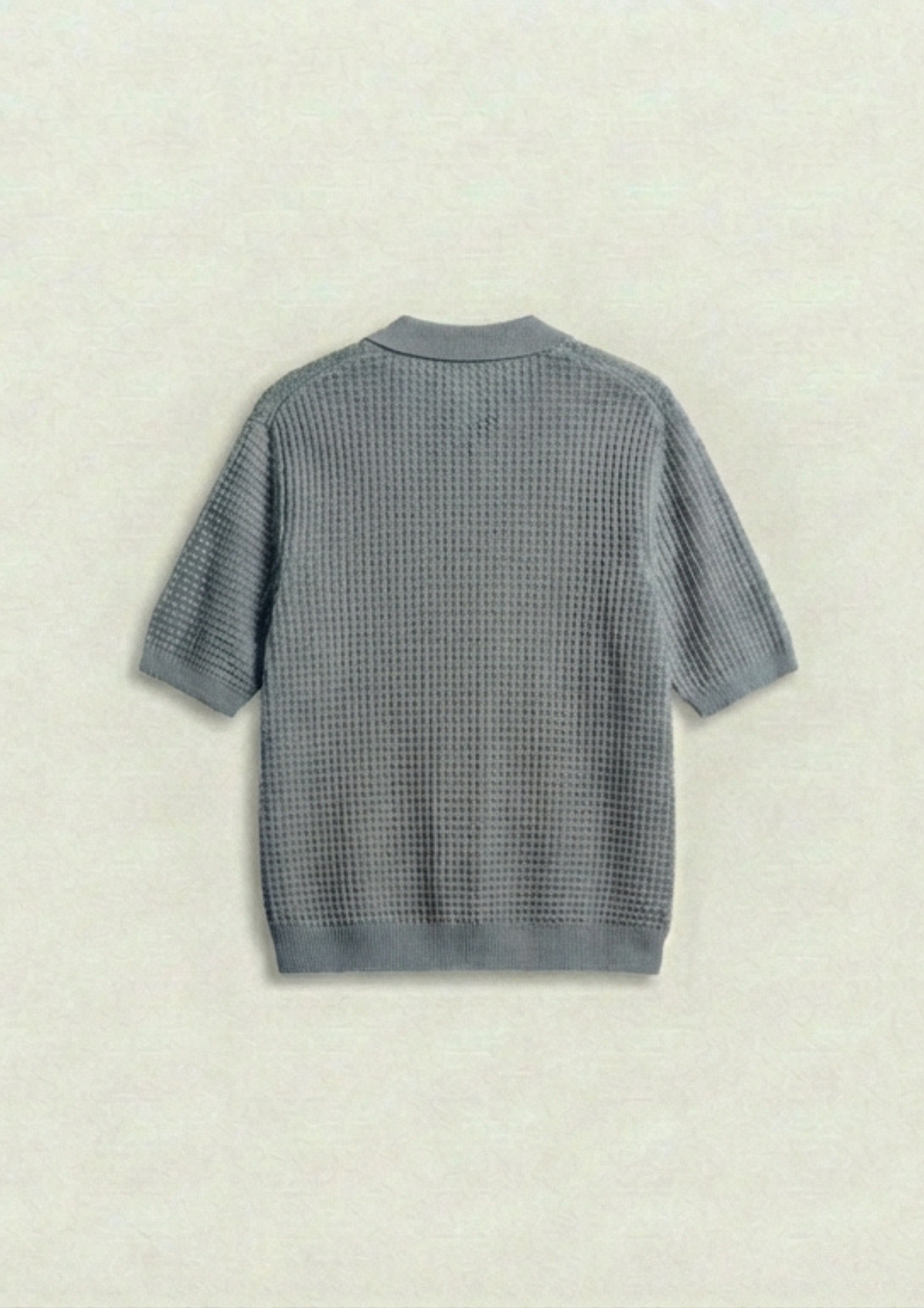 2 Piece Waffle Knit Polo T-Shirt (Black – Steel Gray)