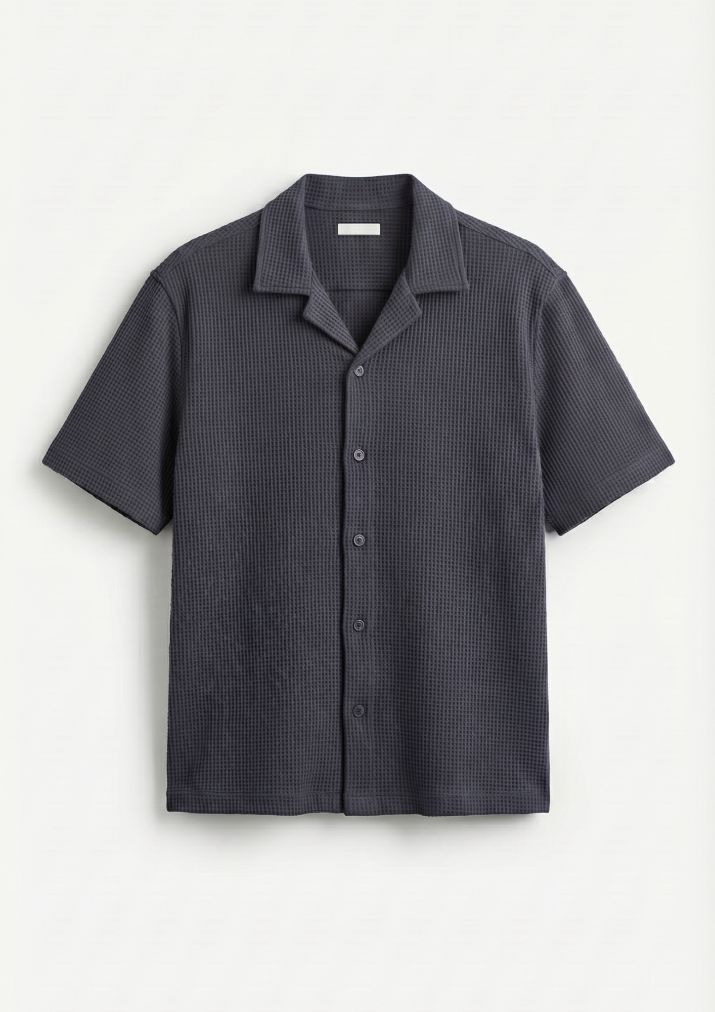 Pack Of 2 Waffle Knit Cuben Collar Shirt -(Bottle Green – Charcoal)