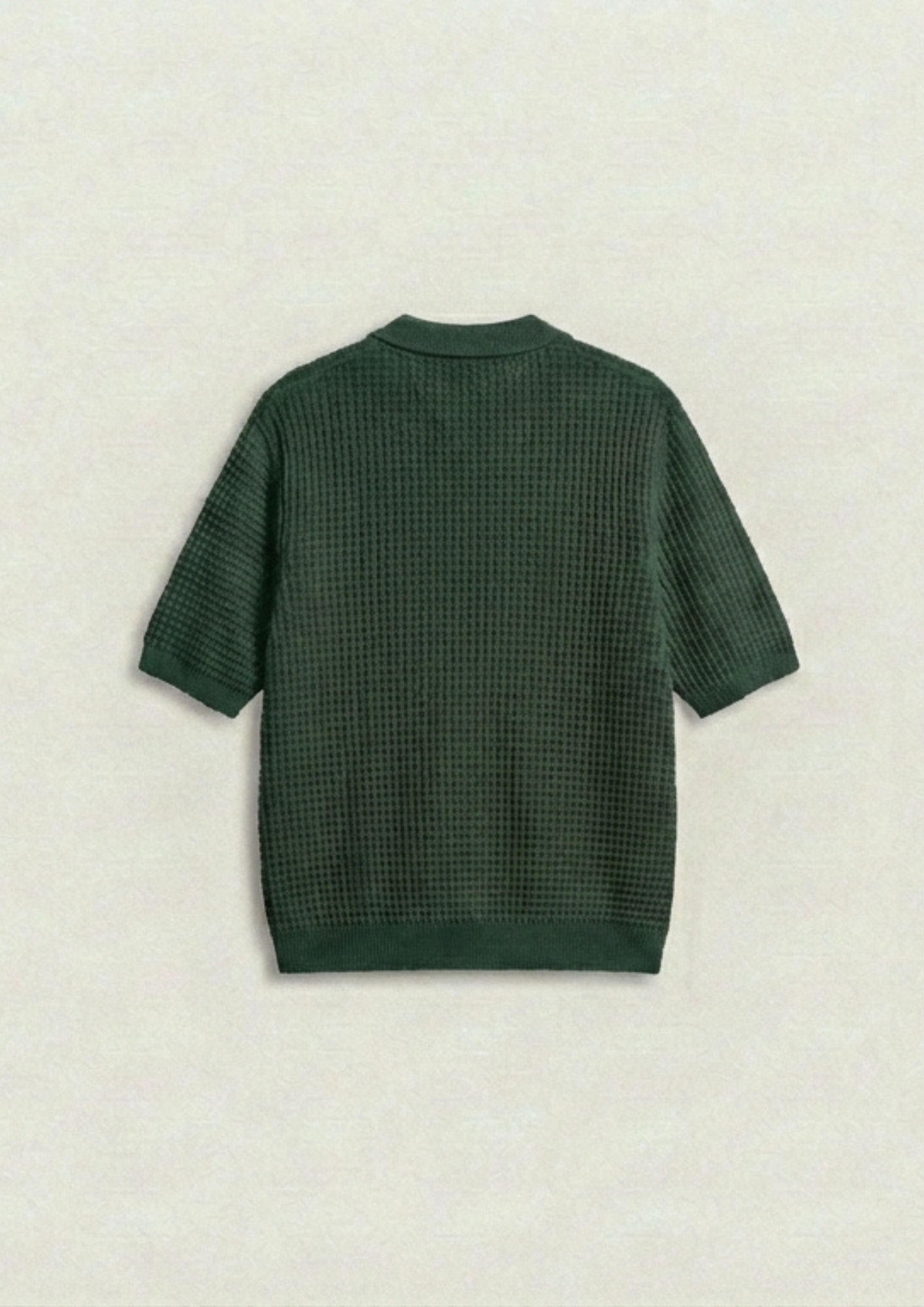 2 Piece Waffle Knit Polo T-Shirt (Lilac – Forest Green)