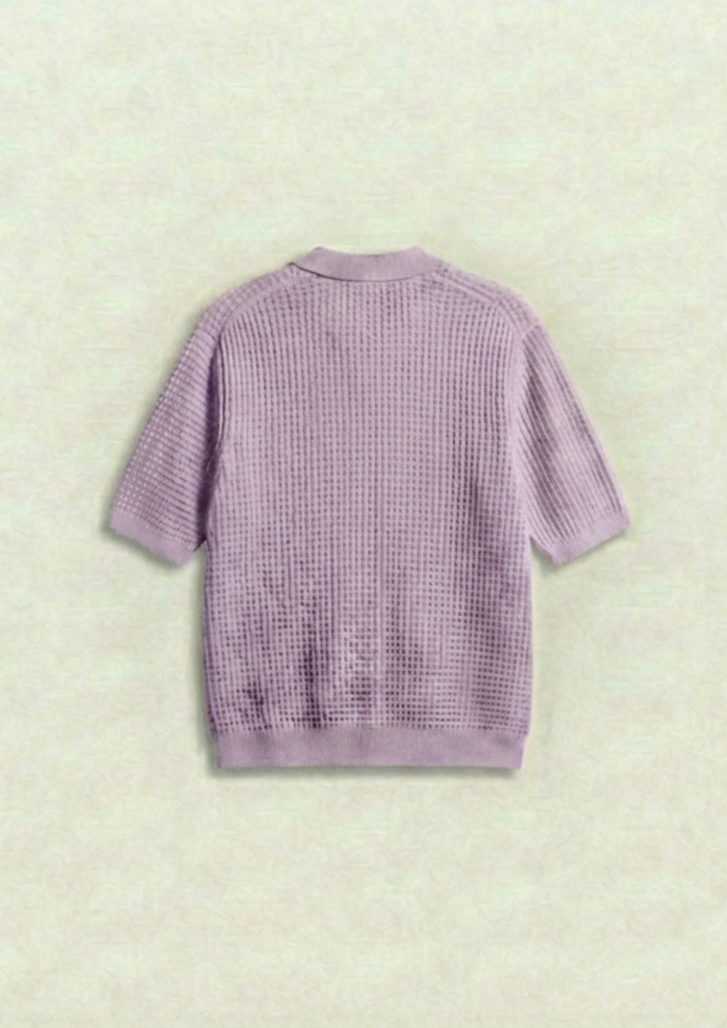 2 Piece Waffle Knit Polo T-Shirt (Black – Lilac)