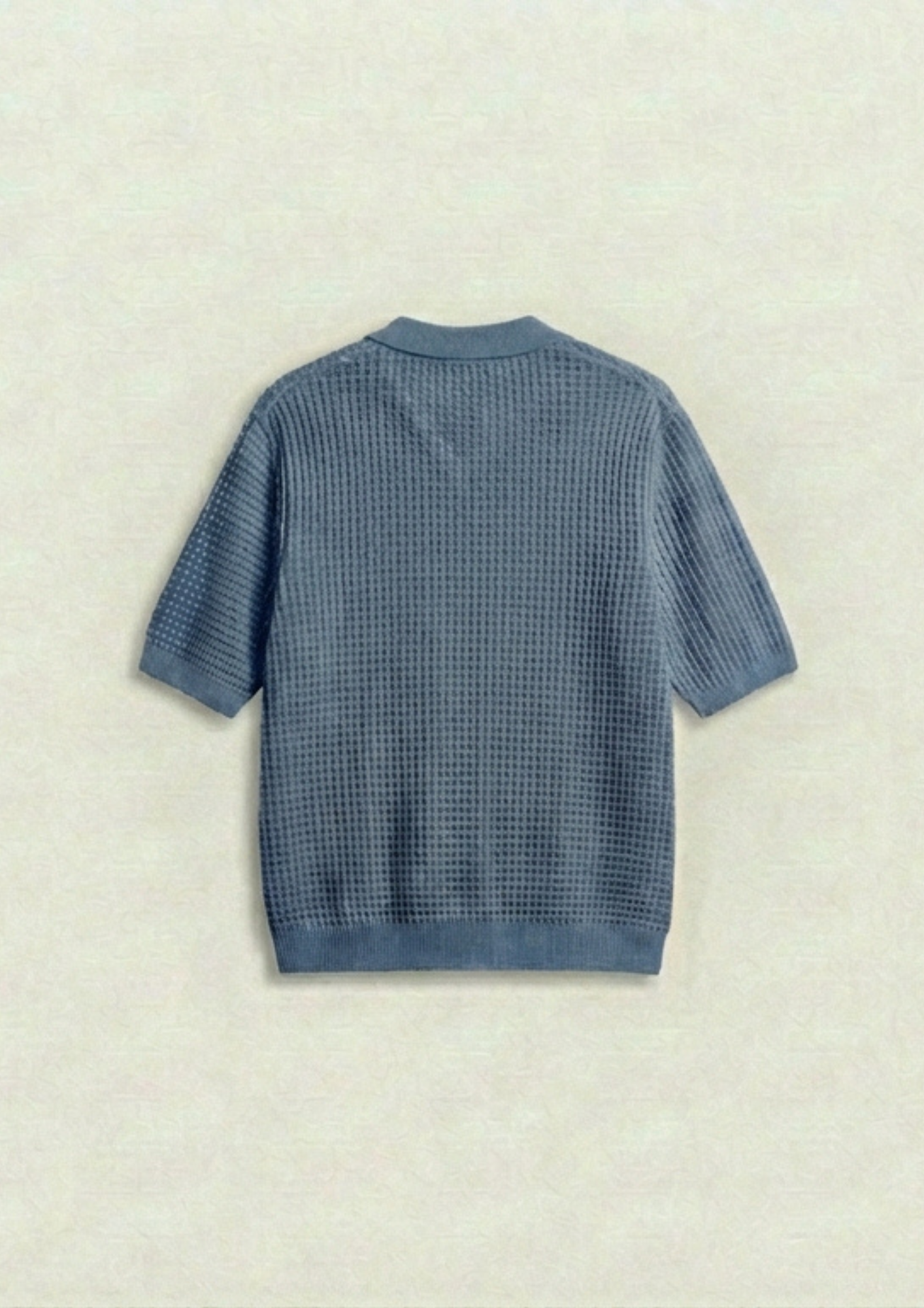 2 Piece Waffle Knit Polo T-Shirt (Brown – Steel Blue)
