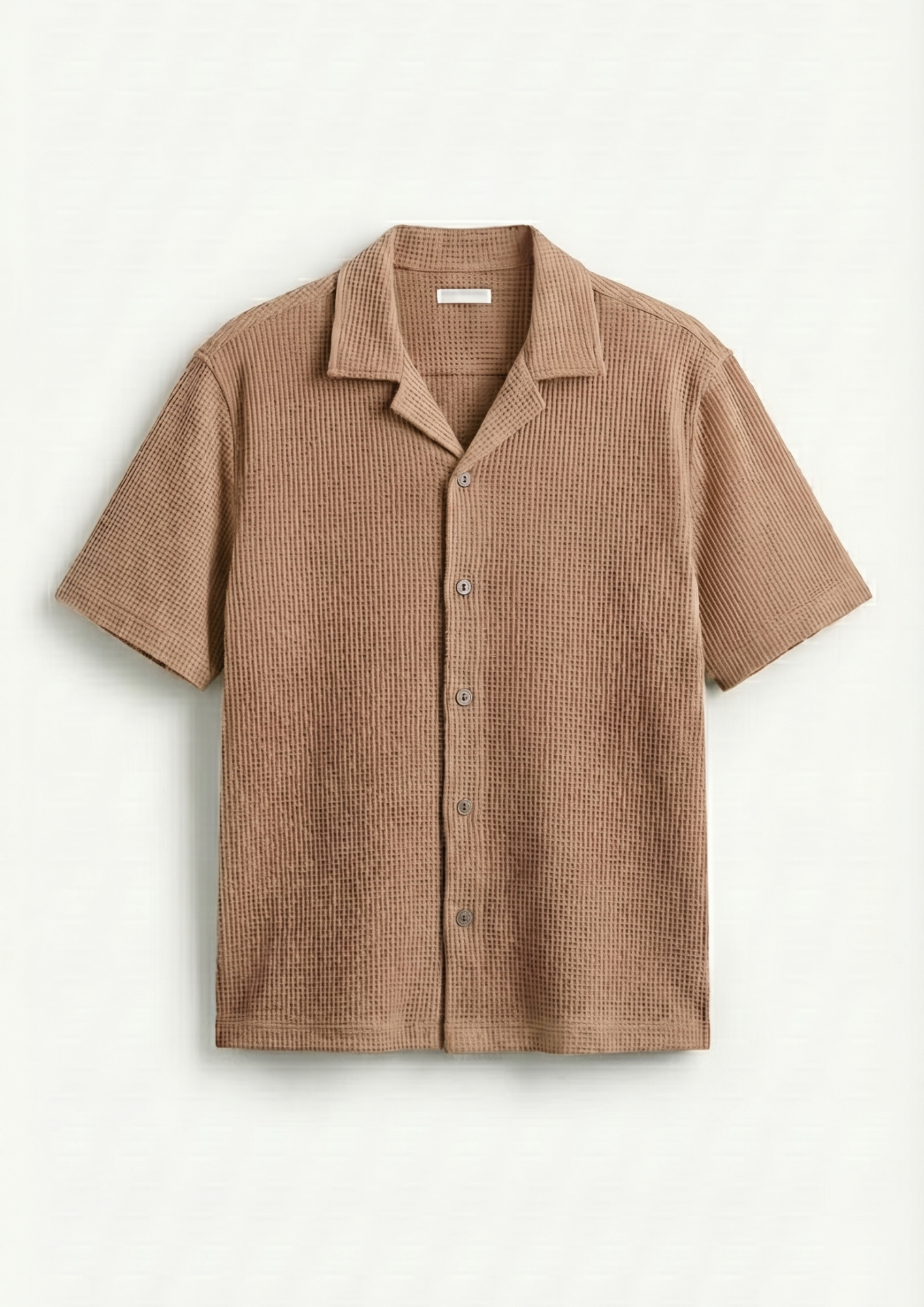 Waffle Knit Cuben Collar Shirt - desert sand