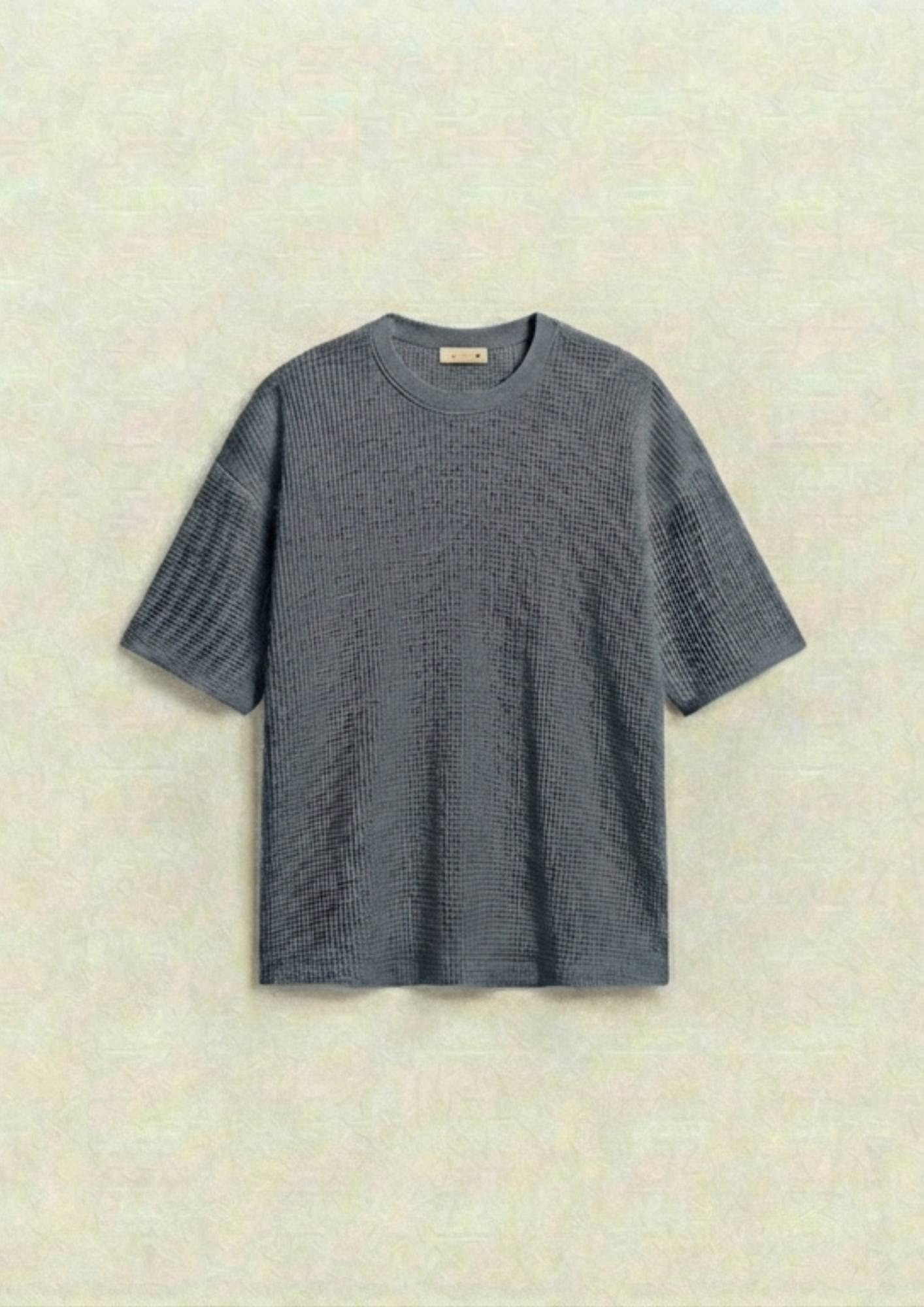 Waffle Knit Oversized Tees - Steal Gray