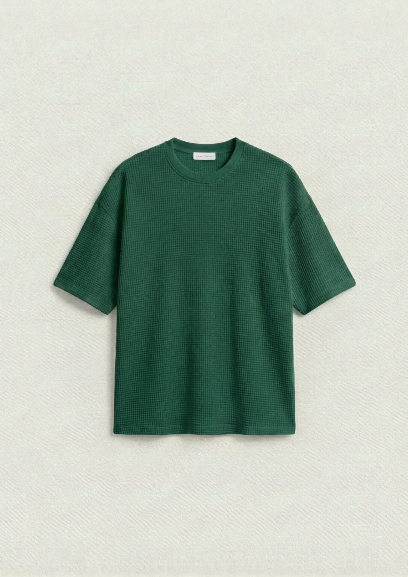 Waffle Knit Oversized Tees - Bottle Green