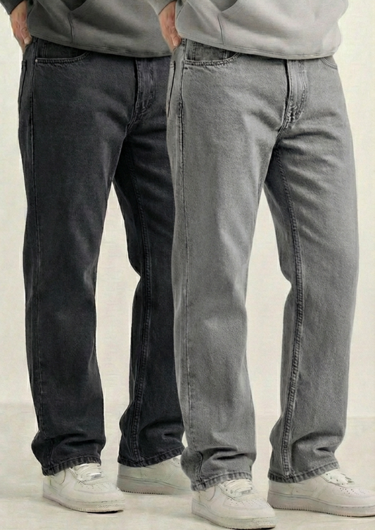 Men's Regular Fit Pack Of 2 - Jeans (Dark gray & Gray)