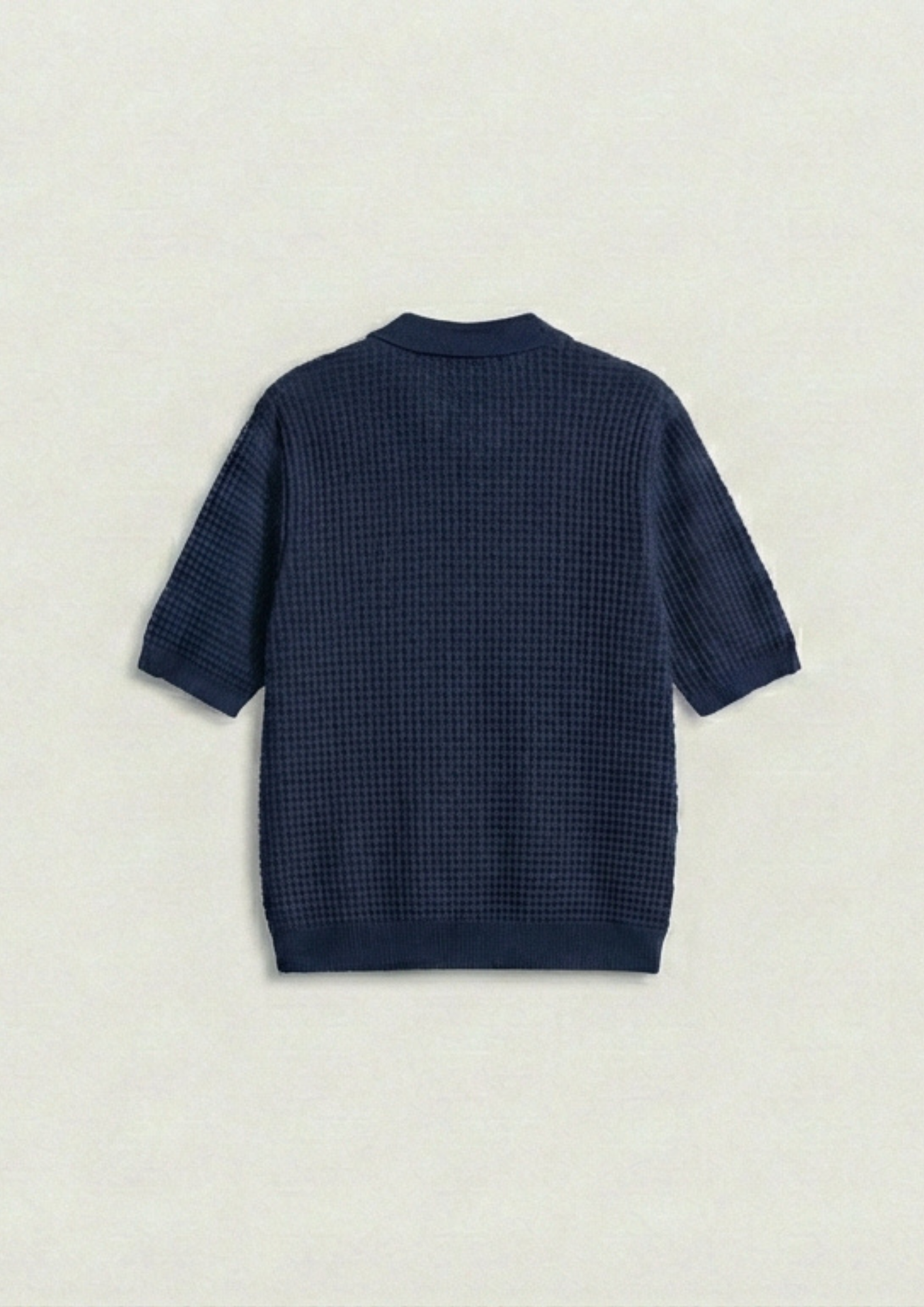 2 Piece Waffle Knit Polo T-Shirt (Navy Blue – Rust)