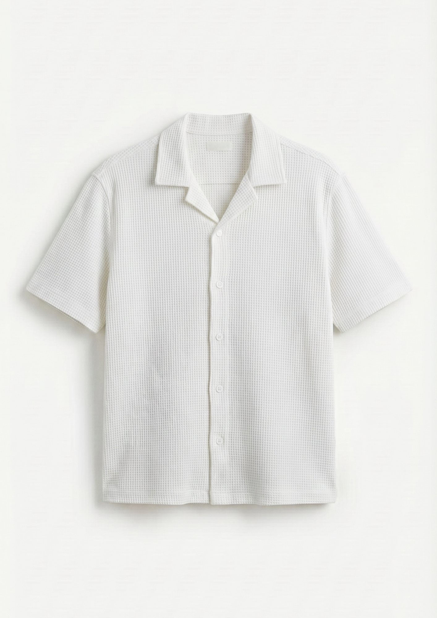 Pack Of 2 Waffle Knit Cuben Collar Shirt - (White - Desert Sand)