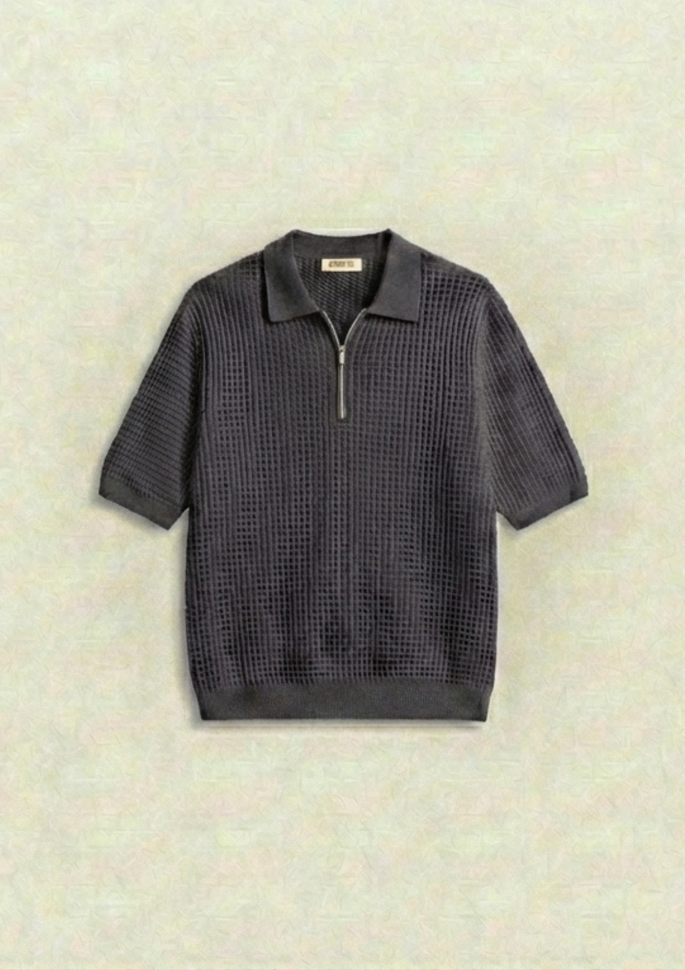 Pack of 2 – Waffle Knit Zipper Polo - (Navy Blue – Charcoal)