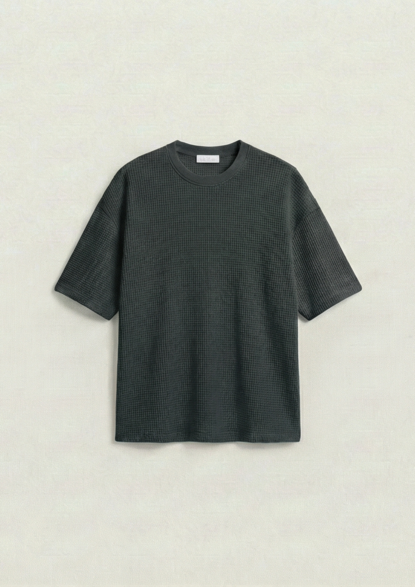 Waffle Knit Oversized Tees - Charcoal