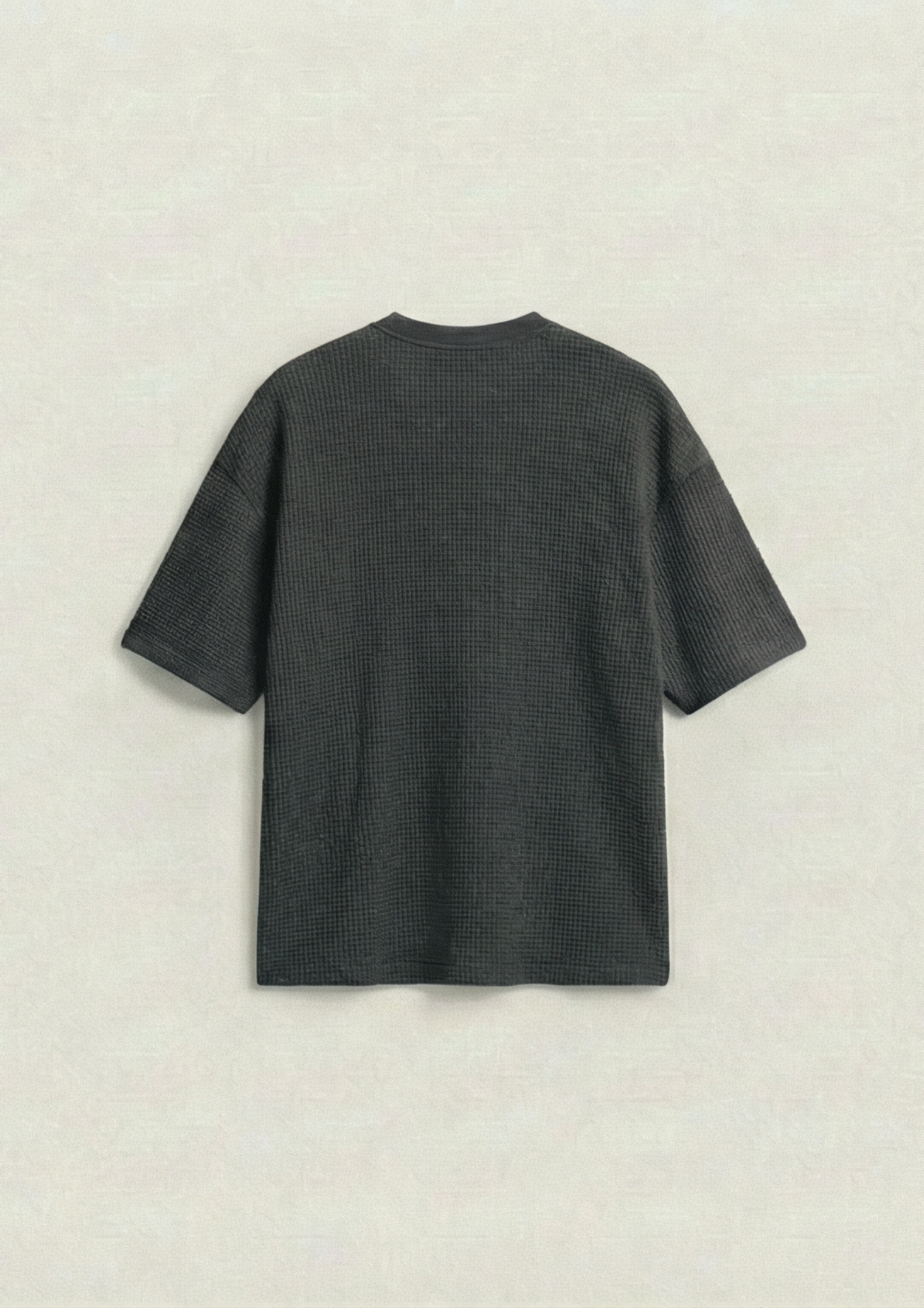 Waffle Knit Oversized Tees - Charcoal