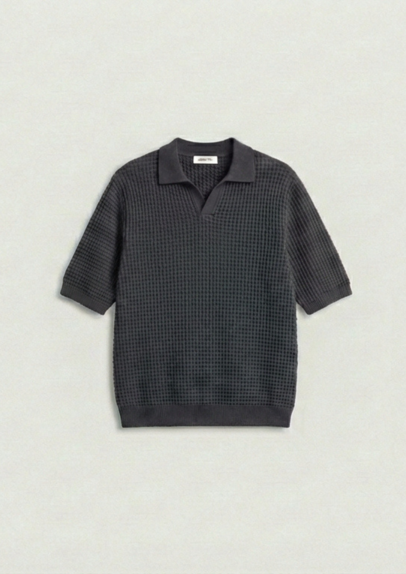 2 Piece Waffle Knit Polo T-Shirt (Lilac – Charcoal)