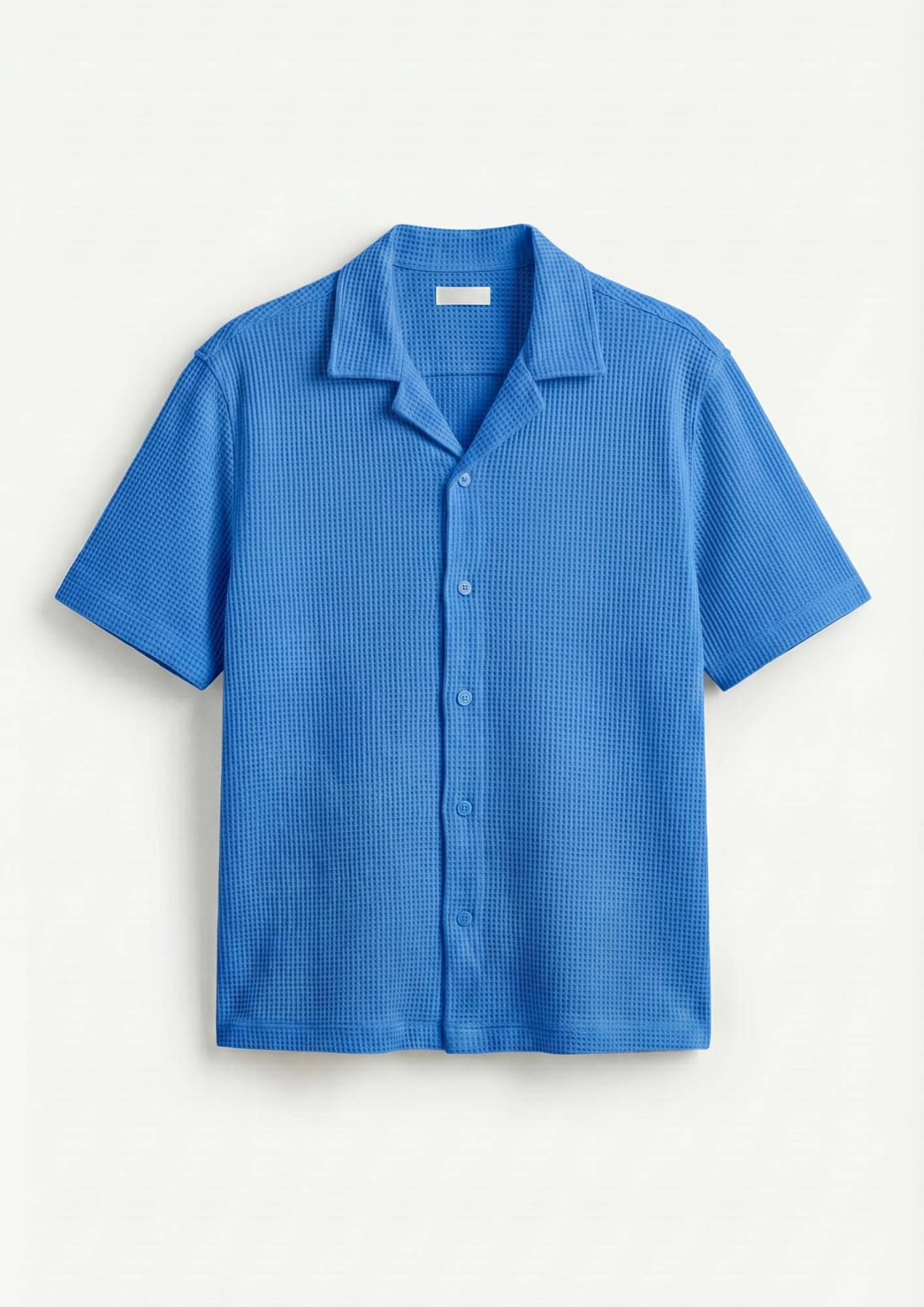 Pack Of 2 Waffle Knit Cuben Collar Shirt - (Dodger Blue – Brown)