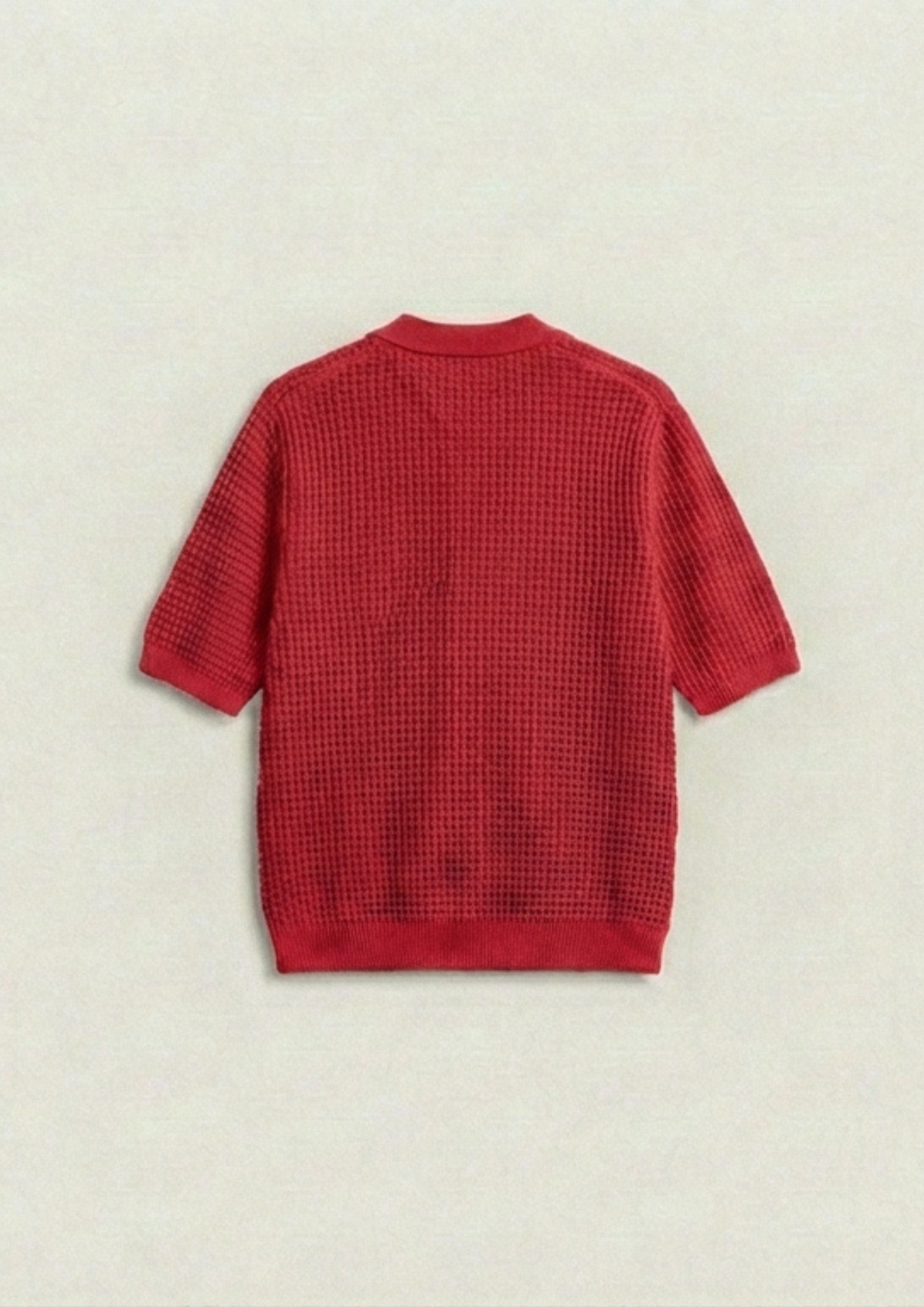 2 Piece Waffle Knit Polo T-Shirt (Lilac – Red)