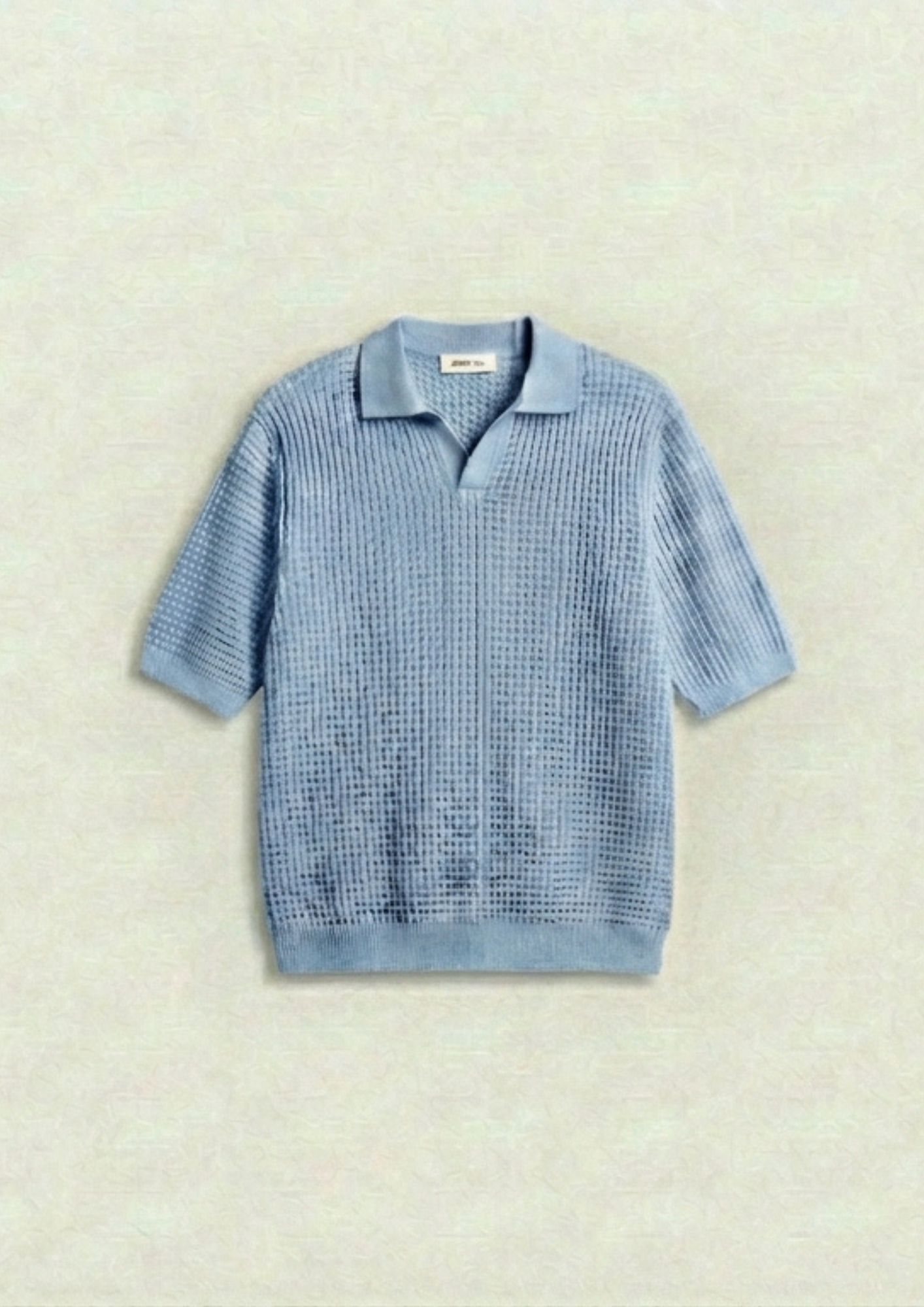 2 Piece Waffle Knit Polo T-Shirt (Steel Blue – Light Blue)
