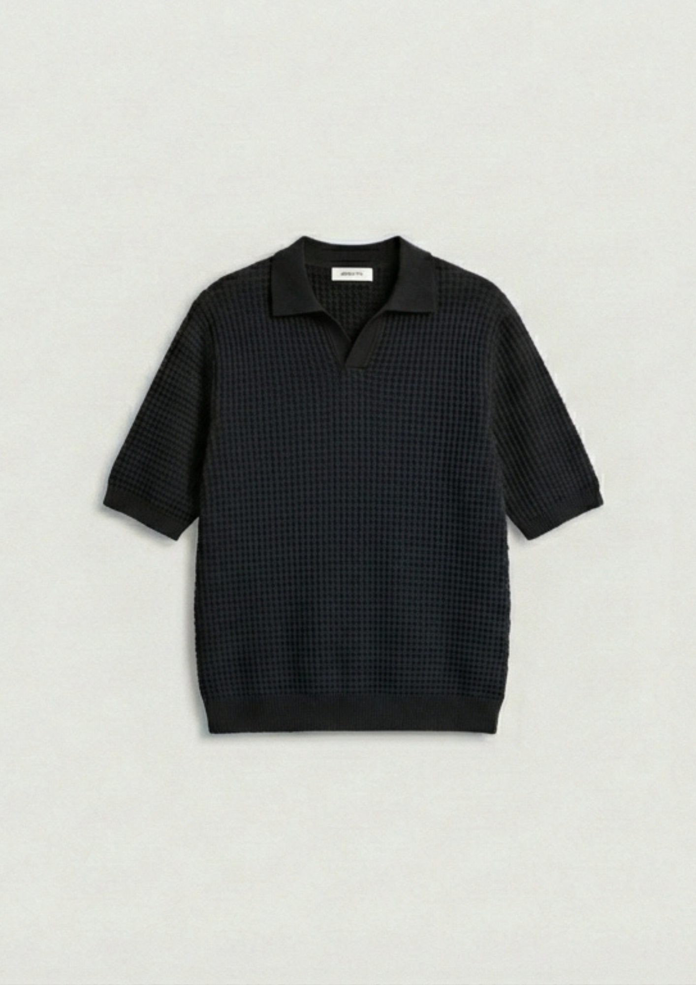 2 Piece Waffle Knit Polo T-Shirt (Black – Lilac)