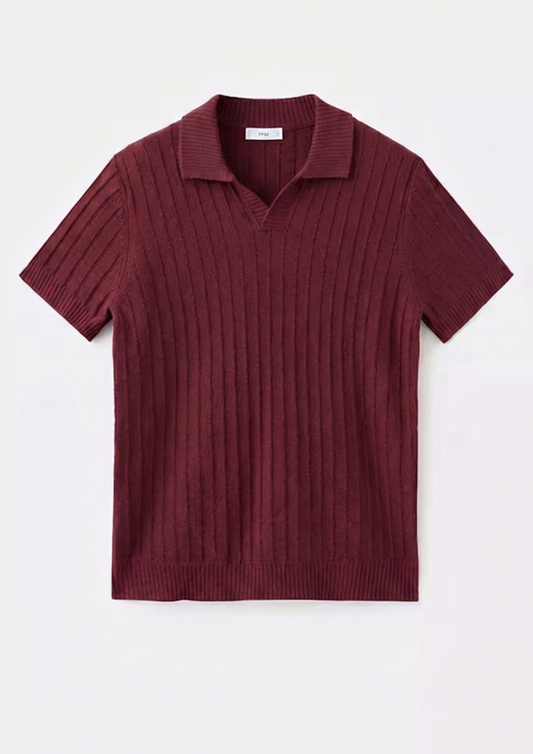 Maroon Premium Ribbed Knit Polo