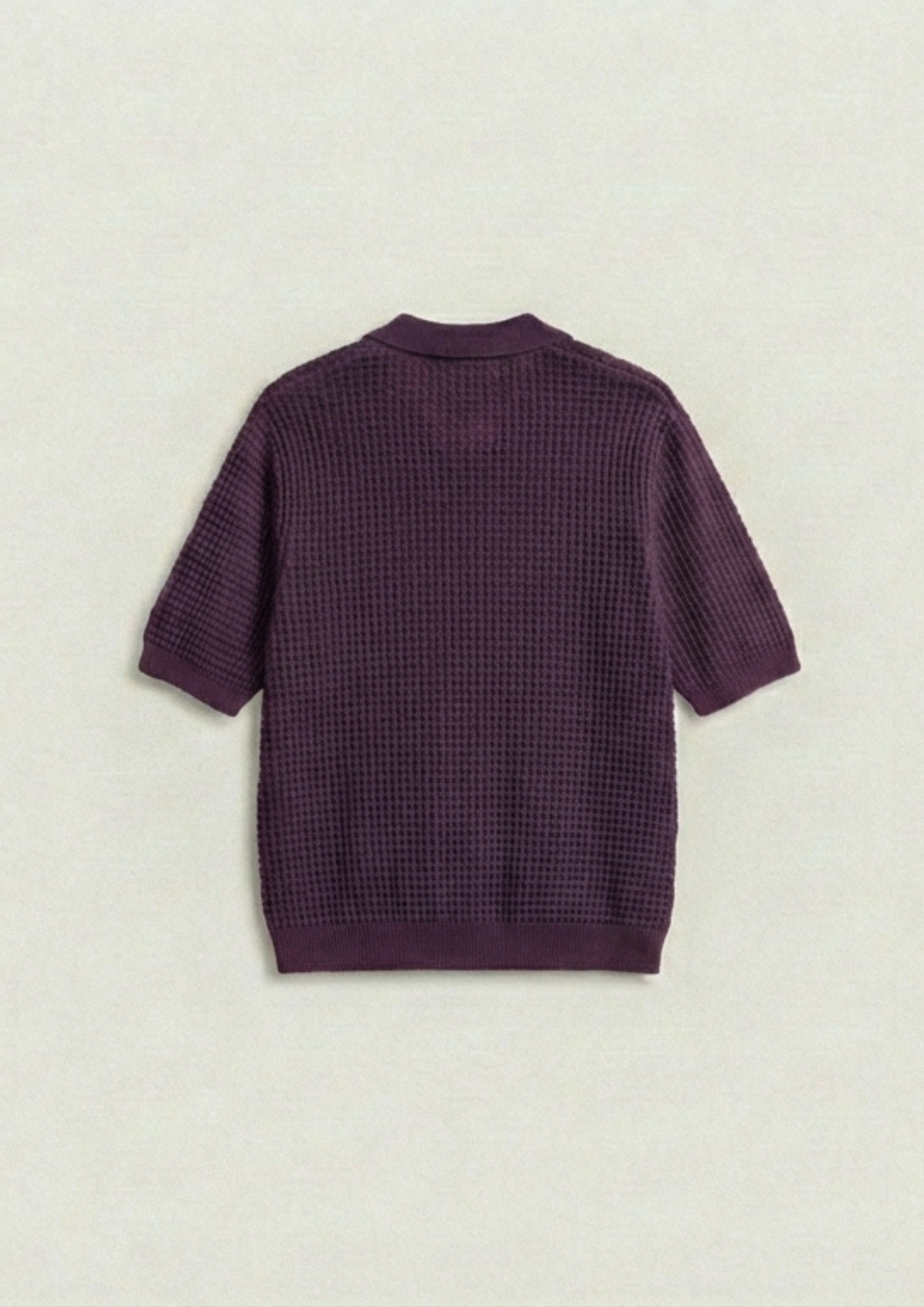 2 Piece Waffle Knit Polo T-Shirt (Steel Blue – Midnight Plum)