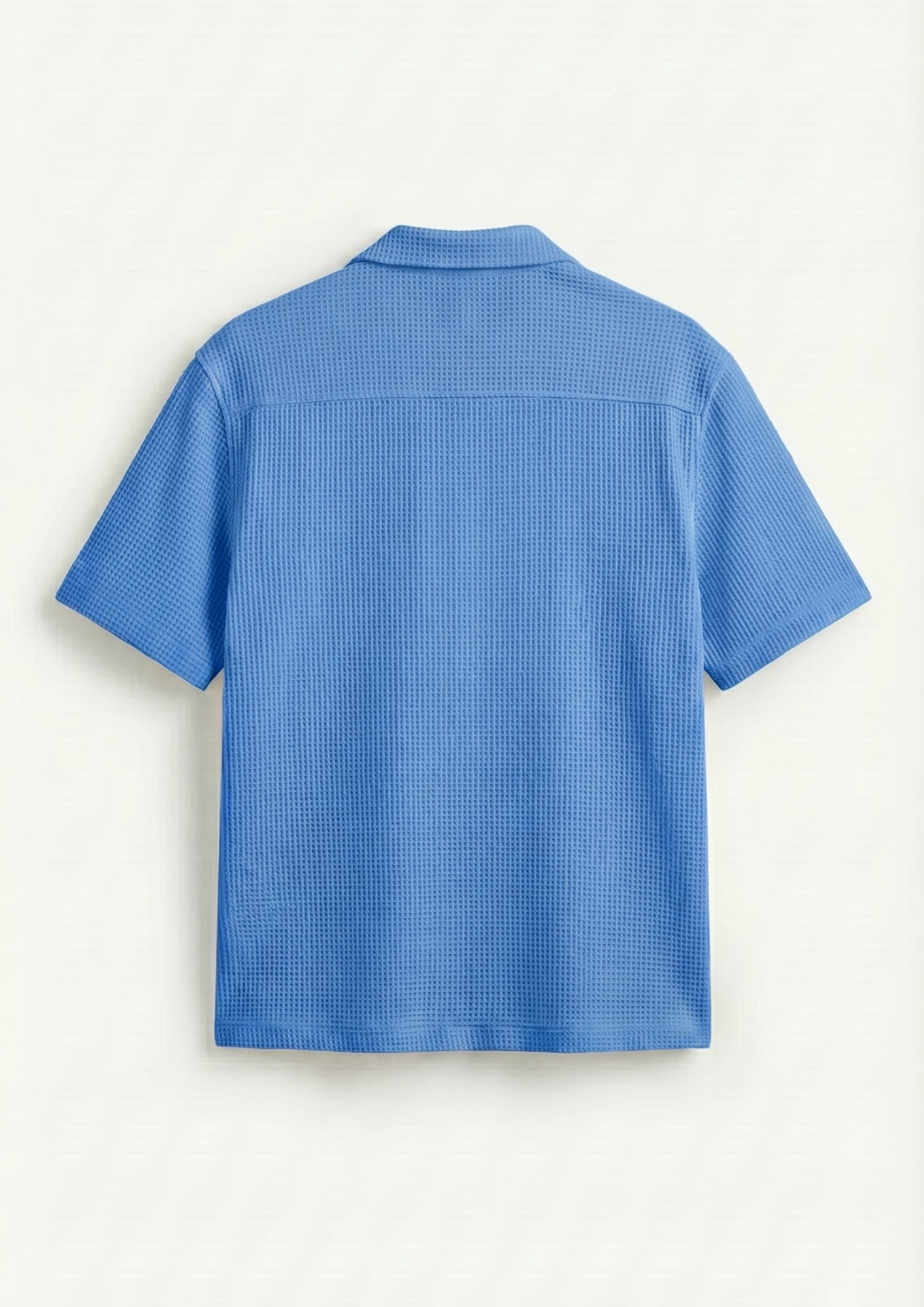 Pack Of 2 Waffle Knit Cuben Collar Shirt - (Dodger Blue – Cream)