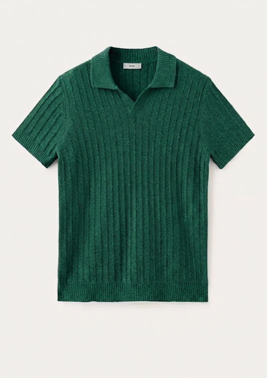 Bottle green Premium Ribbed Knit Polo