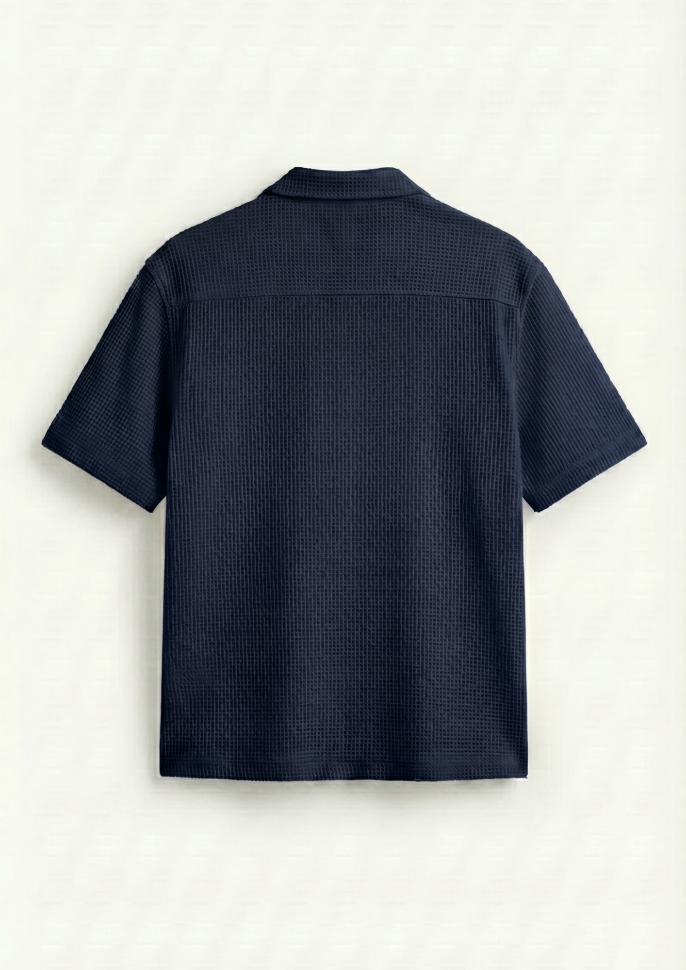 Pack Of 2 Waffle Knit Cuben Collar Shirt -(Navy Blue – Charcoal)