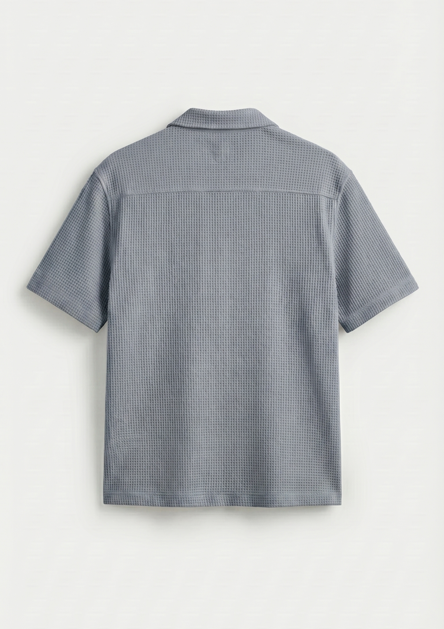 Waffle Knit Cuben Collar Shirt - steel gray