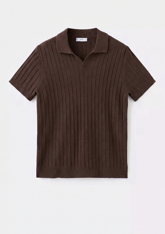 Dark brown Premium Ribbed Knit Polo