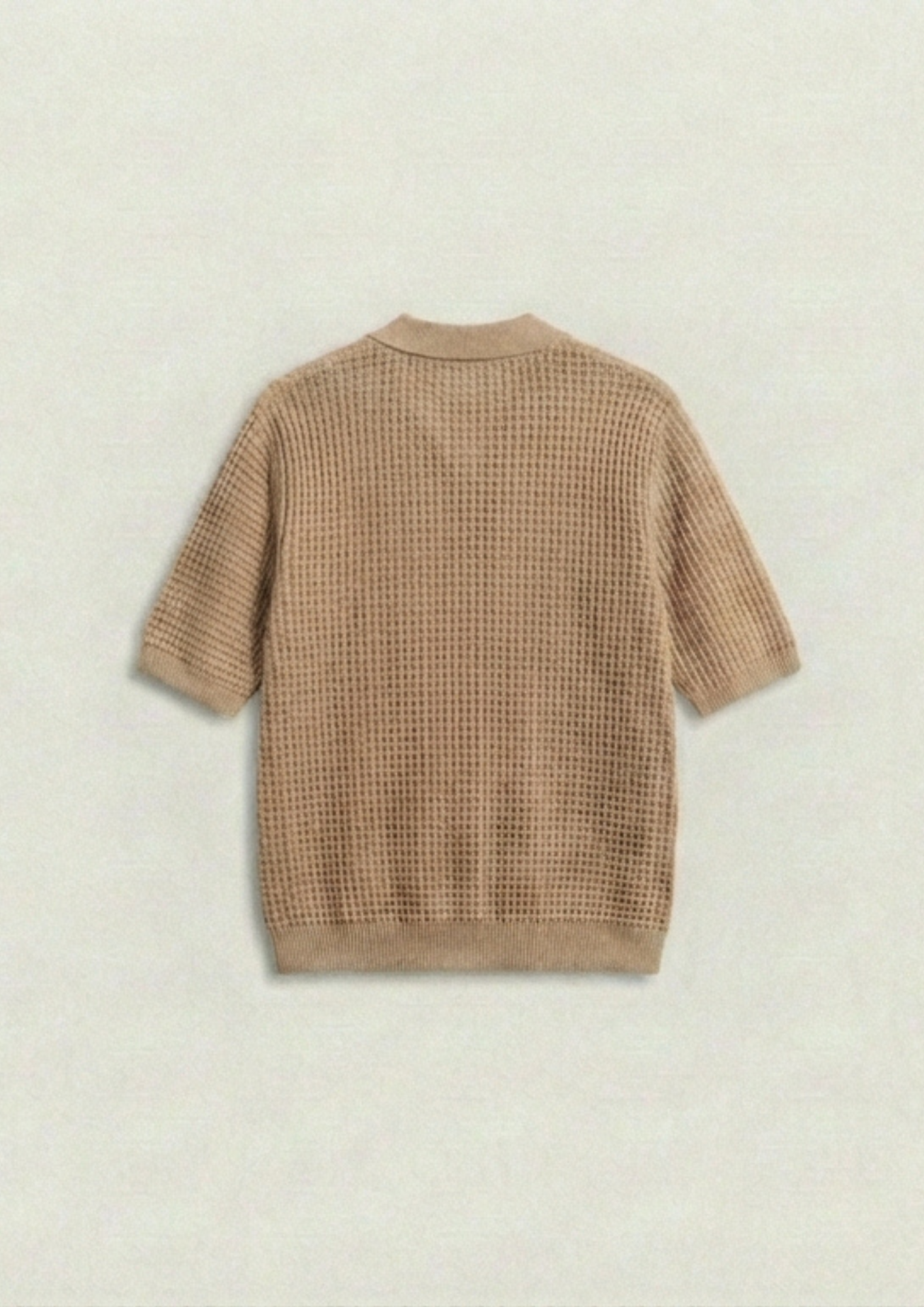 Waffle Knit Polo T-Shirt - Desert sand