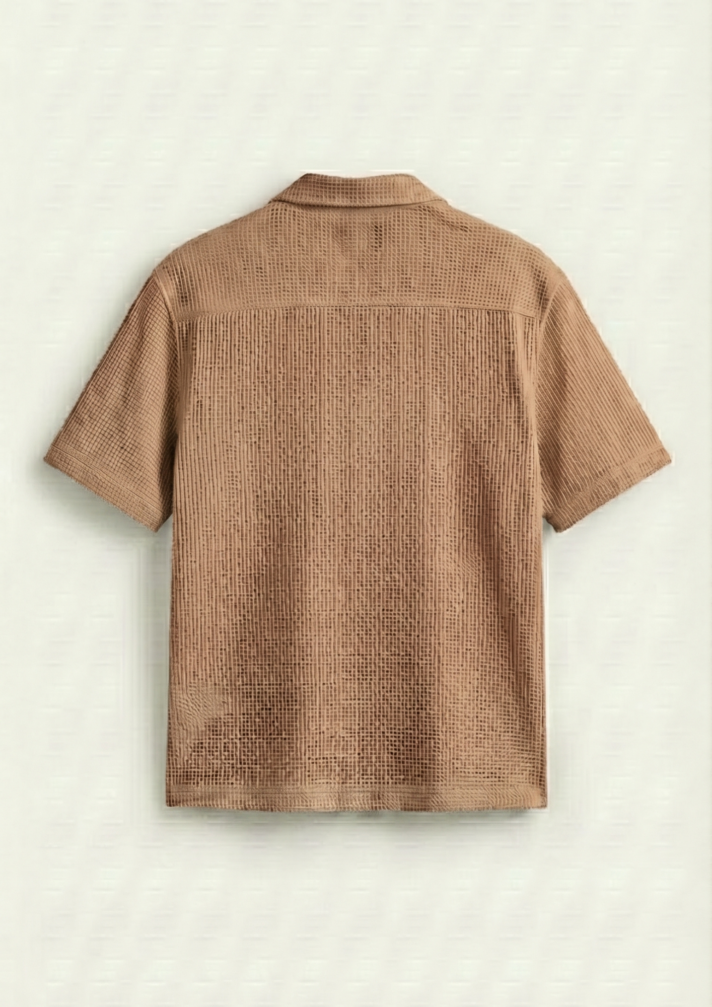 Pack Of 2 Waffle Knit Cuben Collar Shirt -(Brown – Desert Sand)