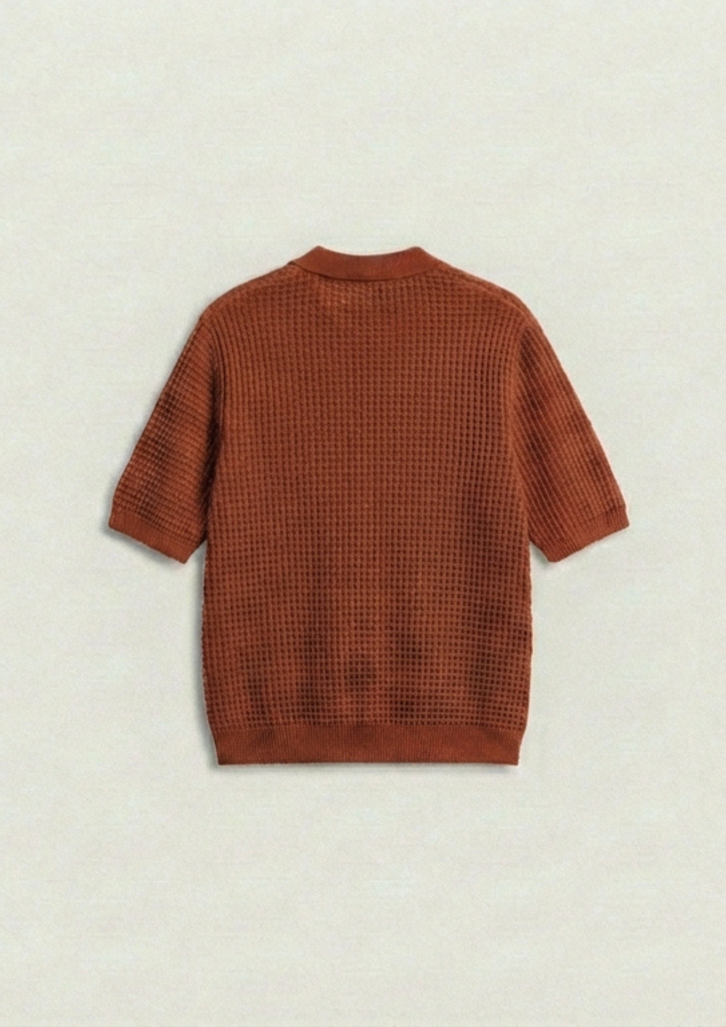 2 Piece Waffle Knit Polo T-Shirt (Steel Blue – Rust)