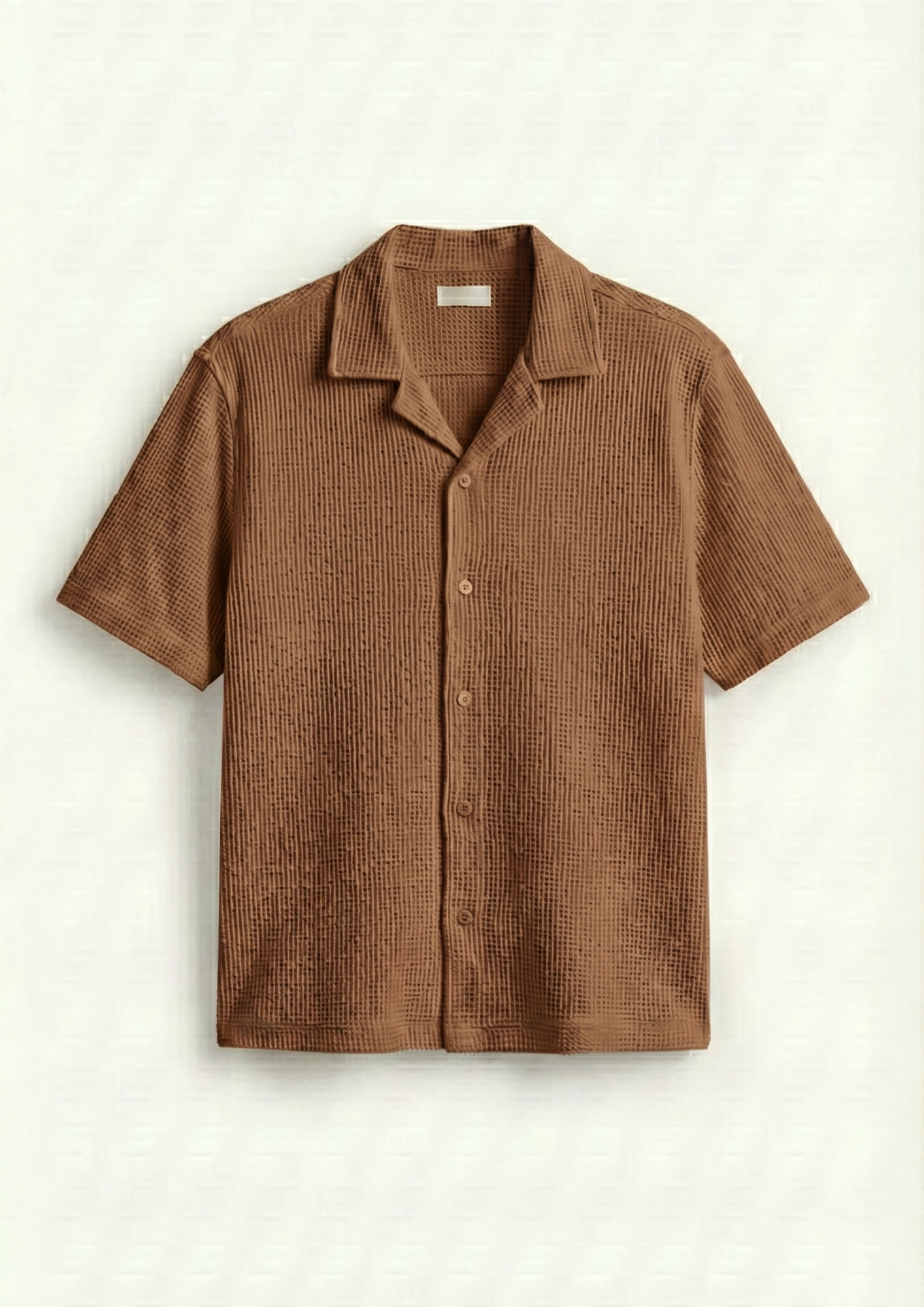 Pack Of 2 Waffle Knit Cuben Collar Shirt -(Brown – Charcoal)