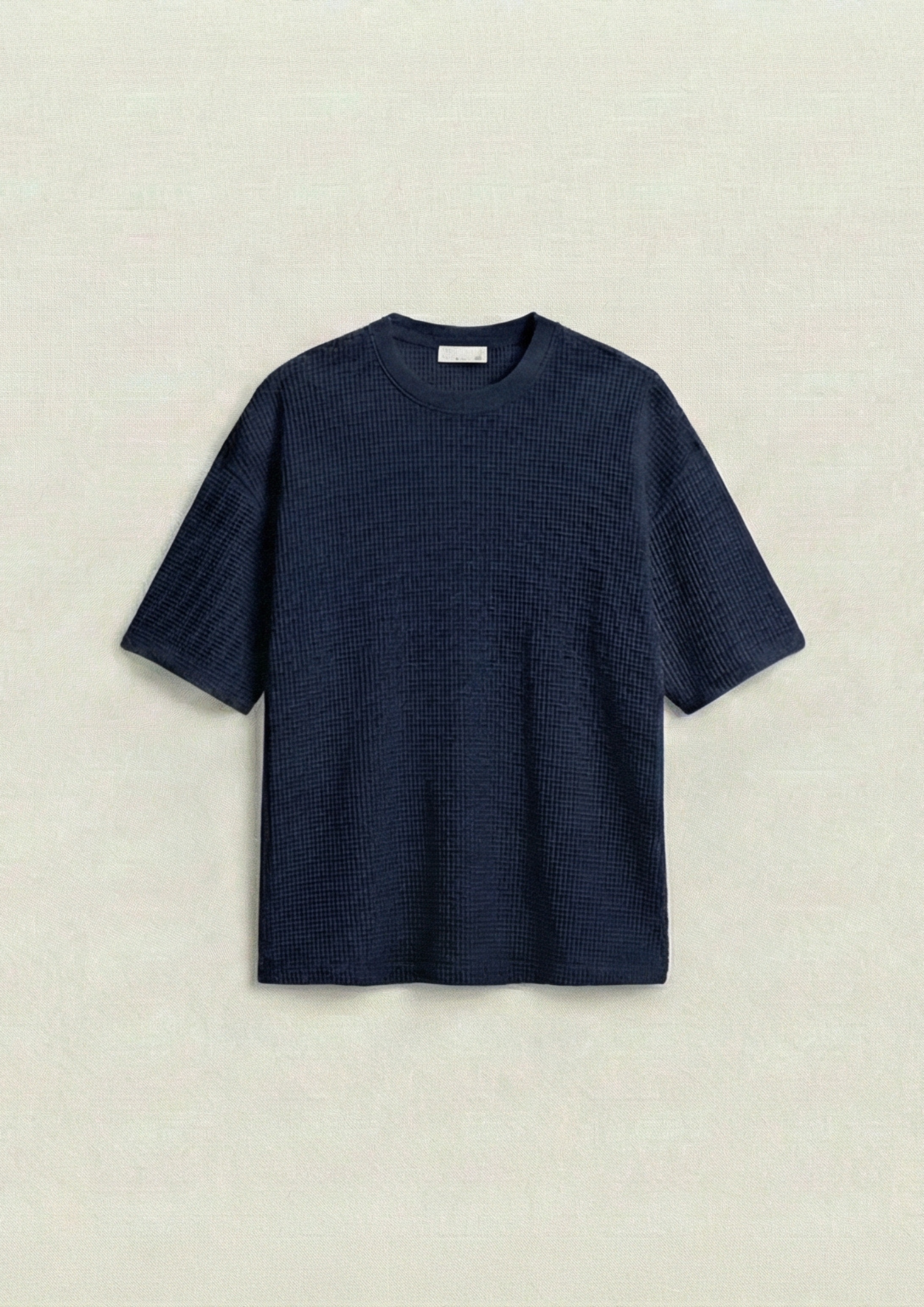 Waffle Knit Oversized Tees - Navy Blue