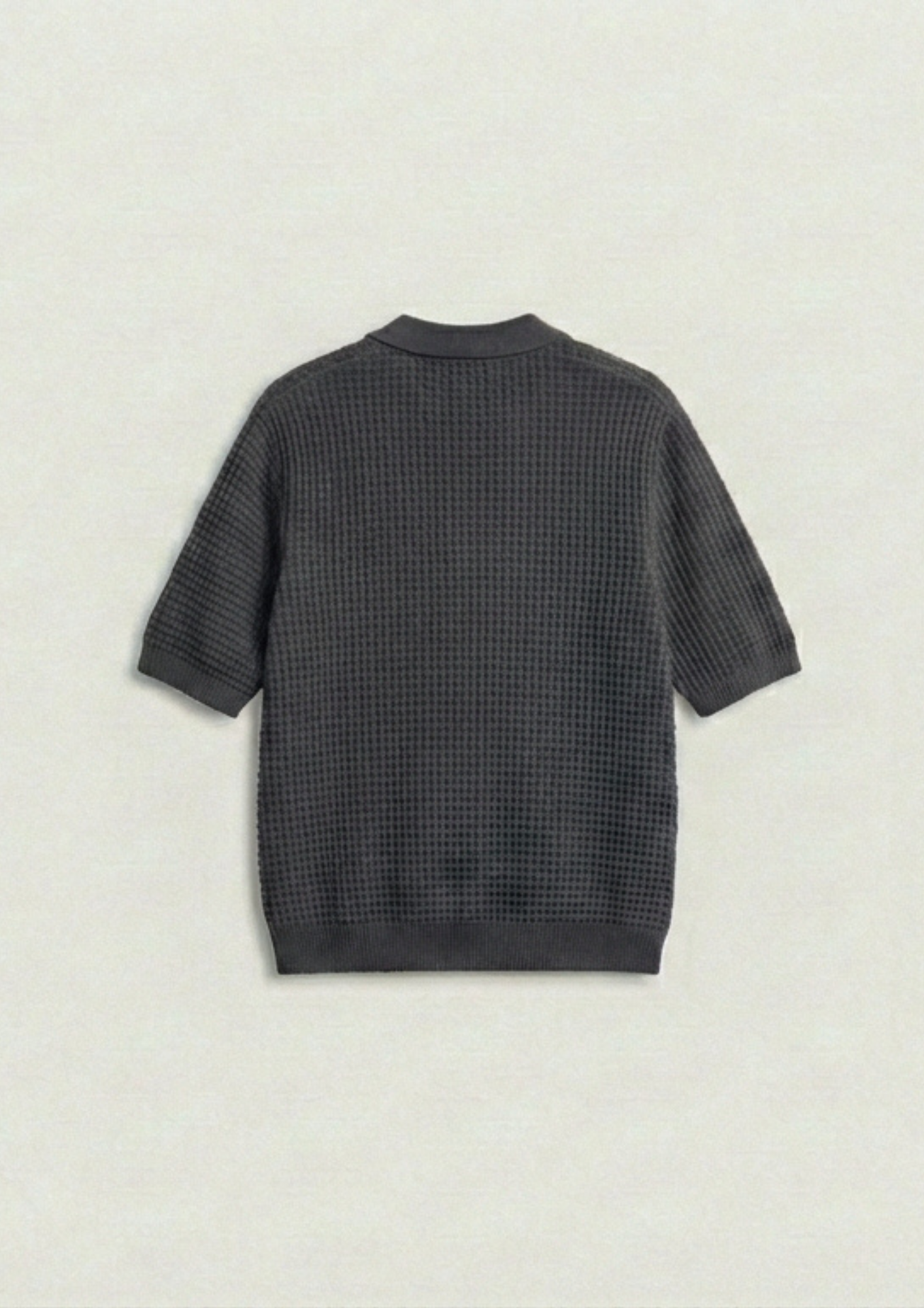 2 Piece Waffle Knit Polo T-Shirt (White – Charcoal)