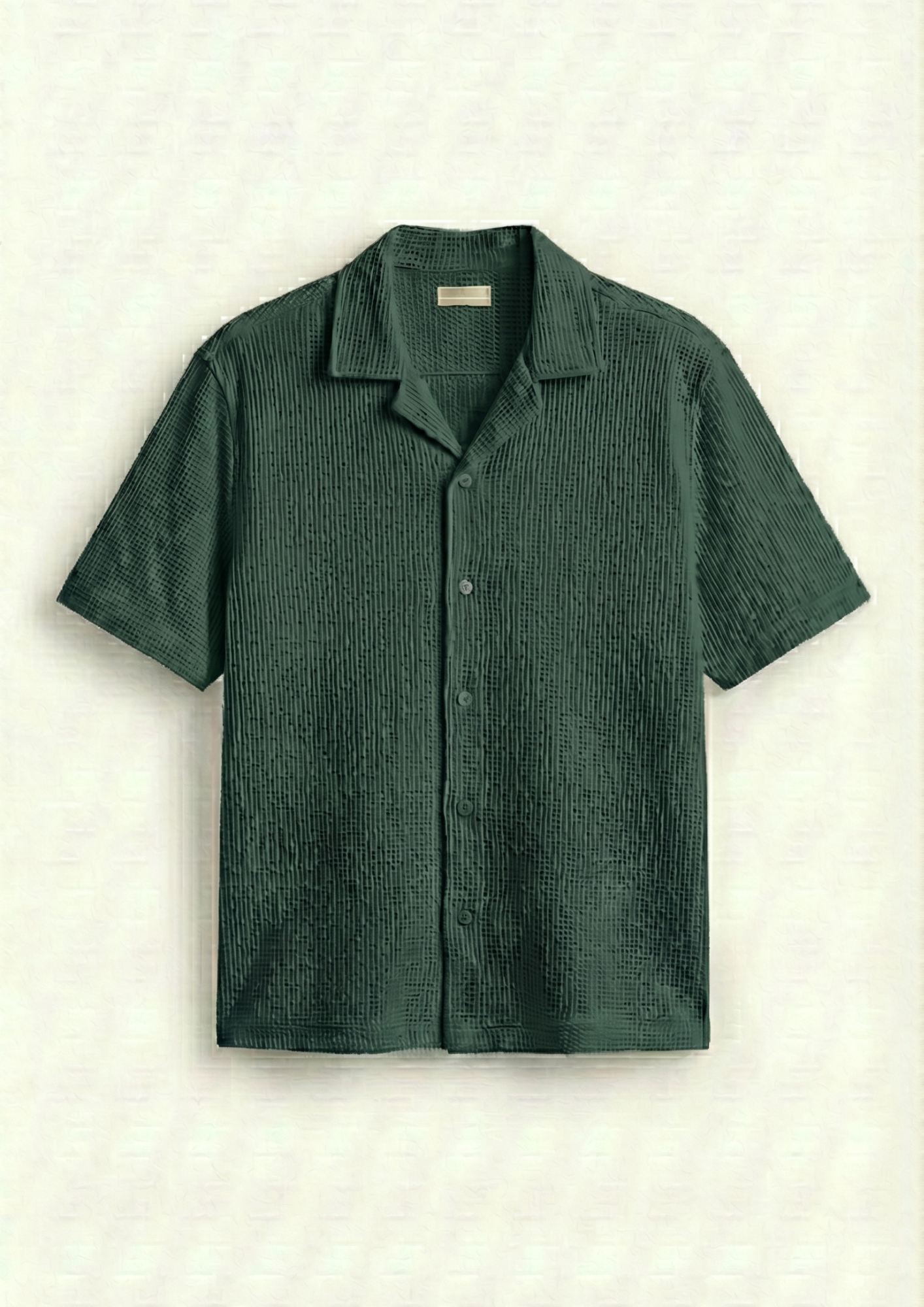 Pack Of 2 Waffle Knit Cuben Collar Shirt -(Bottle Green – Charcoal)