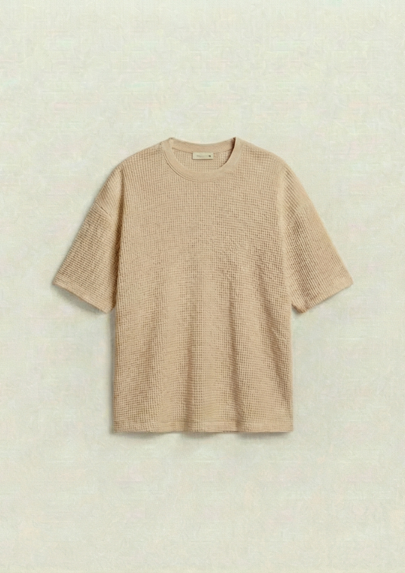 Waffle Knit Oversized Tees - Cream